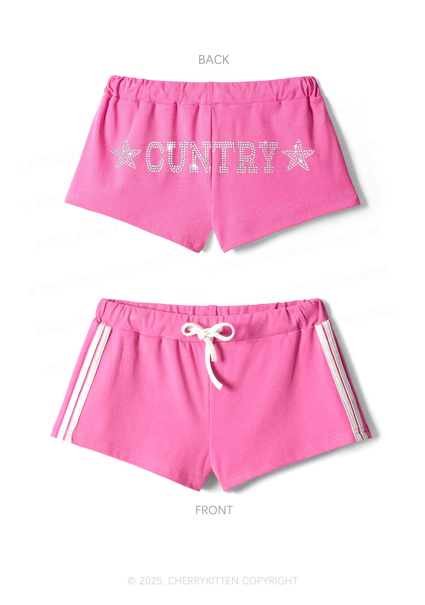 Rhinestone Cuntry Y2K Drawstring Mini Shorts Cherrykitten - Image 3