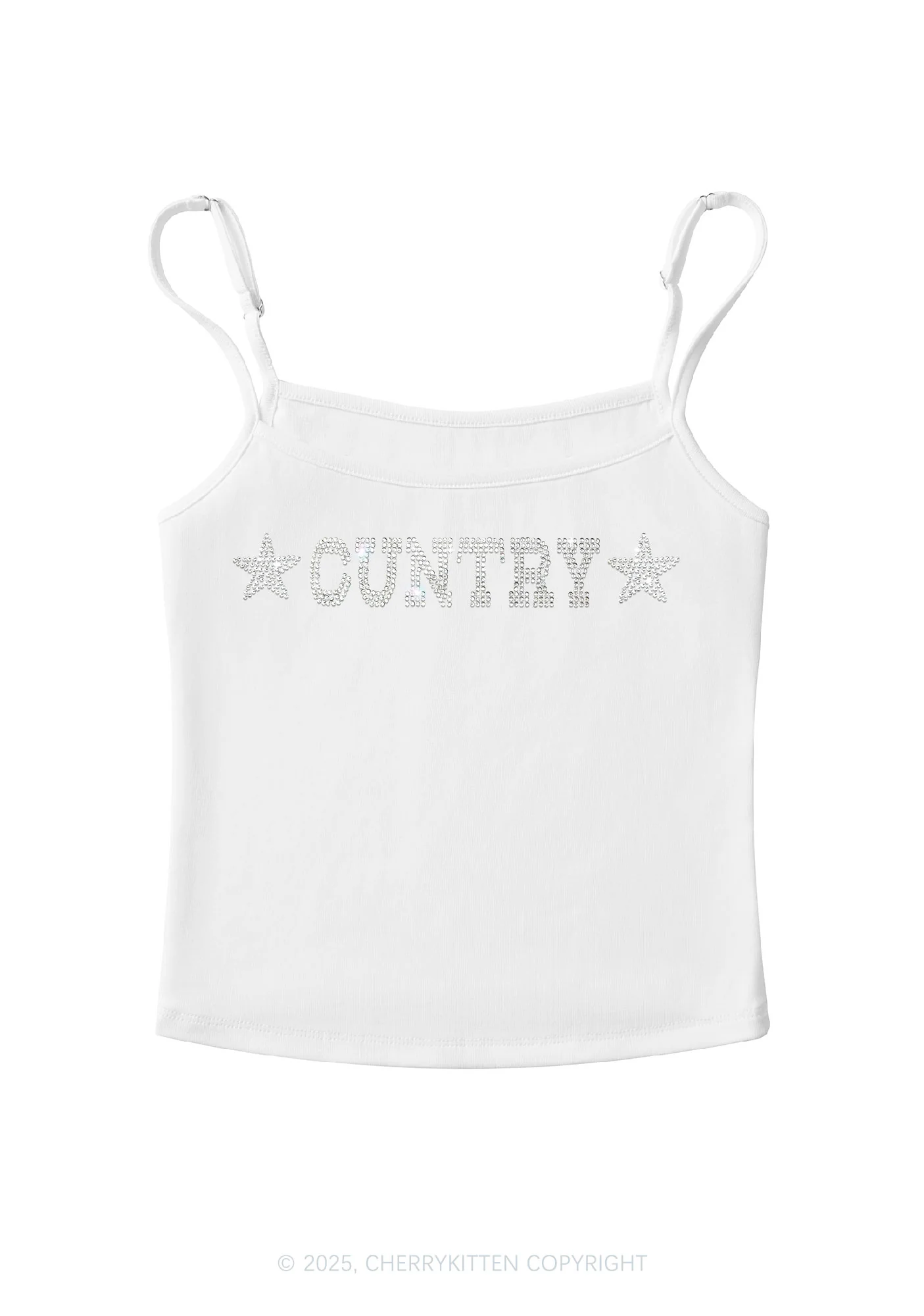 Rhinestone Cuntry Y2K Spaghetti Strap Cami Cherrykitten - Image 3
