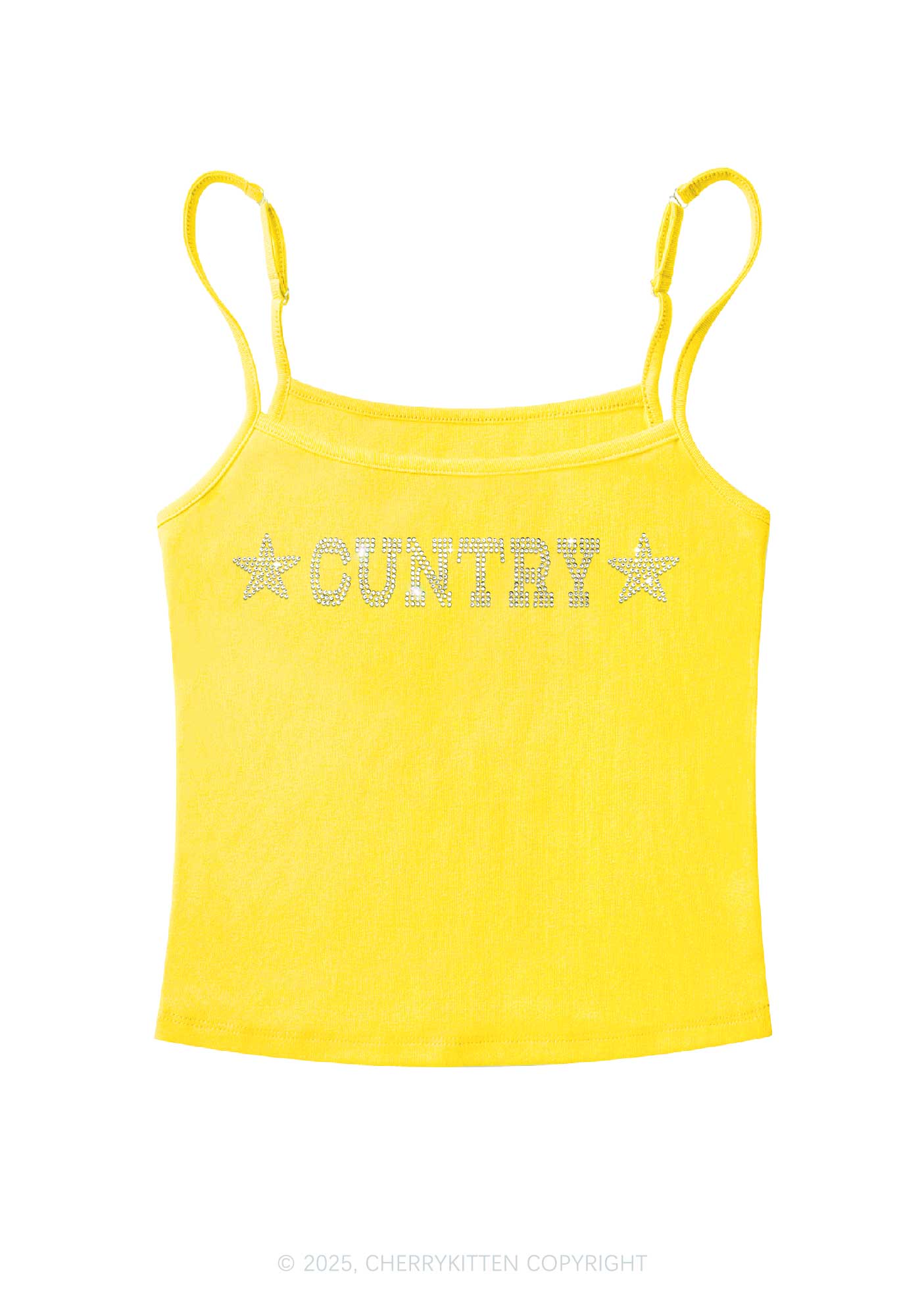 Rhinestone Cuntry Y2K Spaghetti Strap Cami Cherrykitten - Image 5