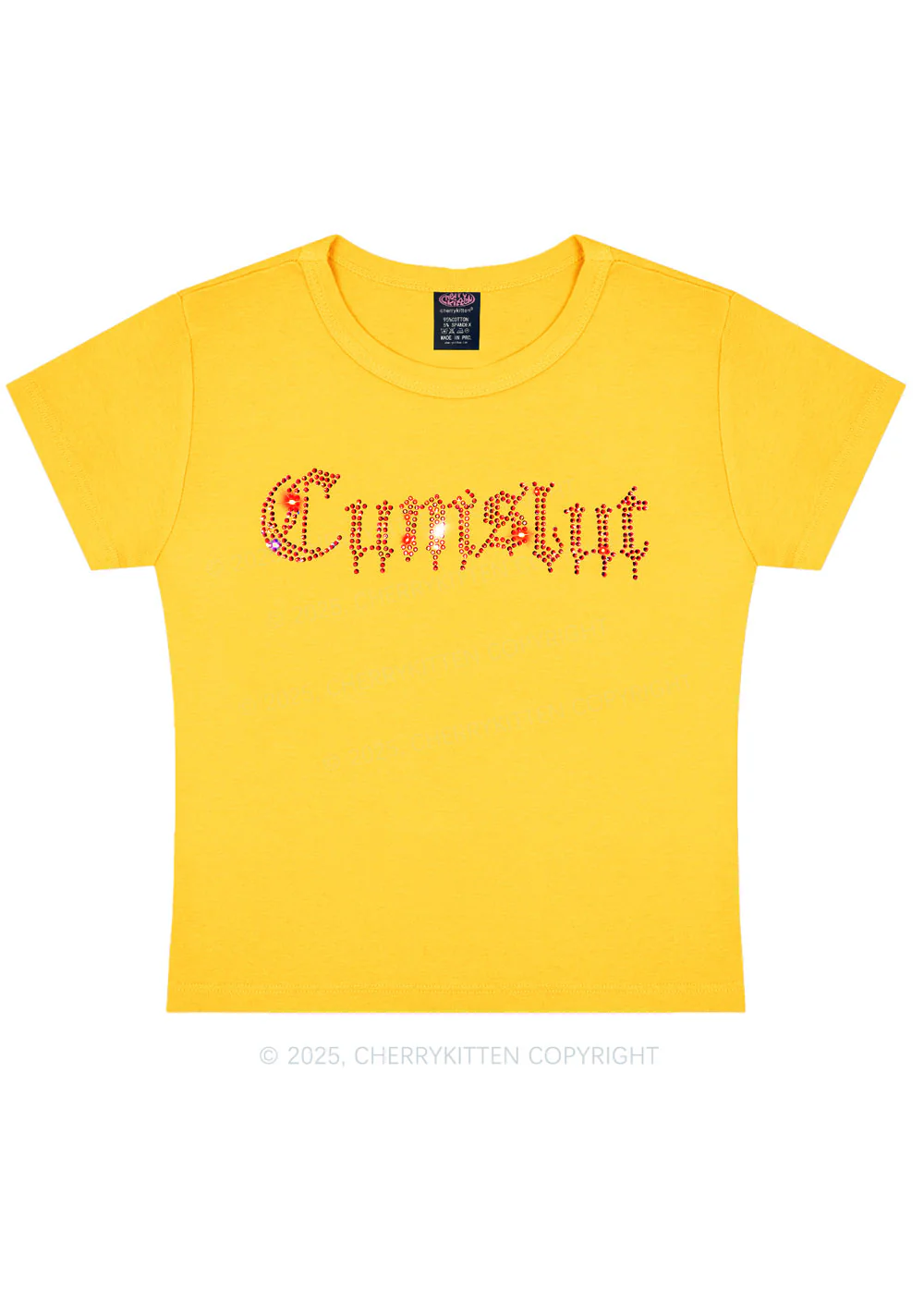 Rhinestone Cxmslxt Y2K Baby Tee Cherrykitten - Image 3