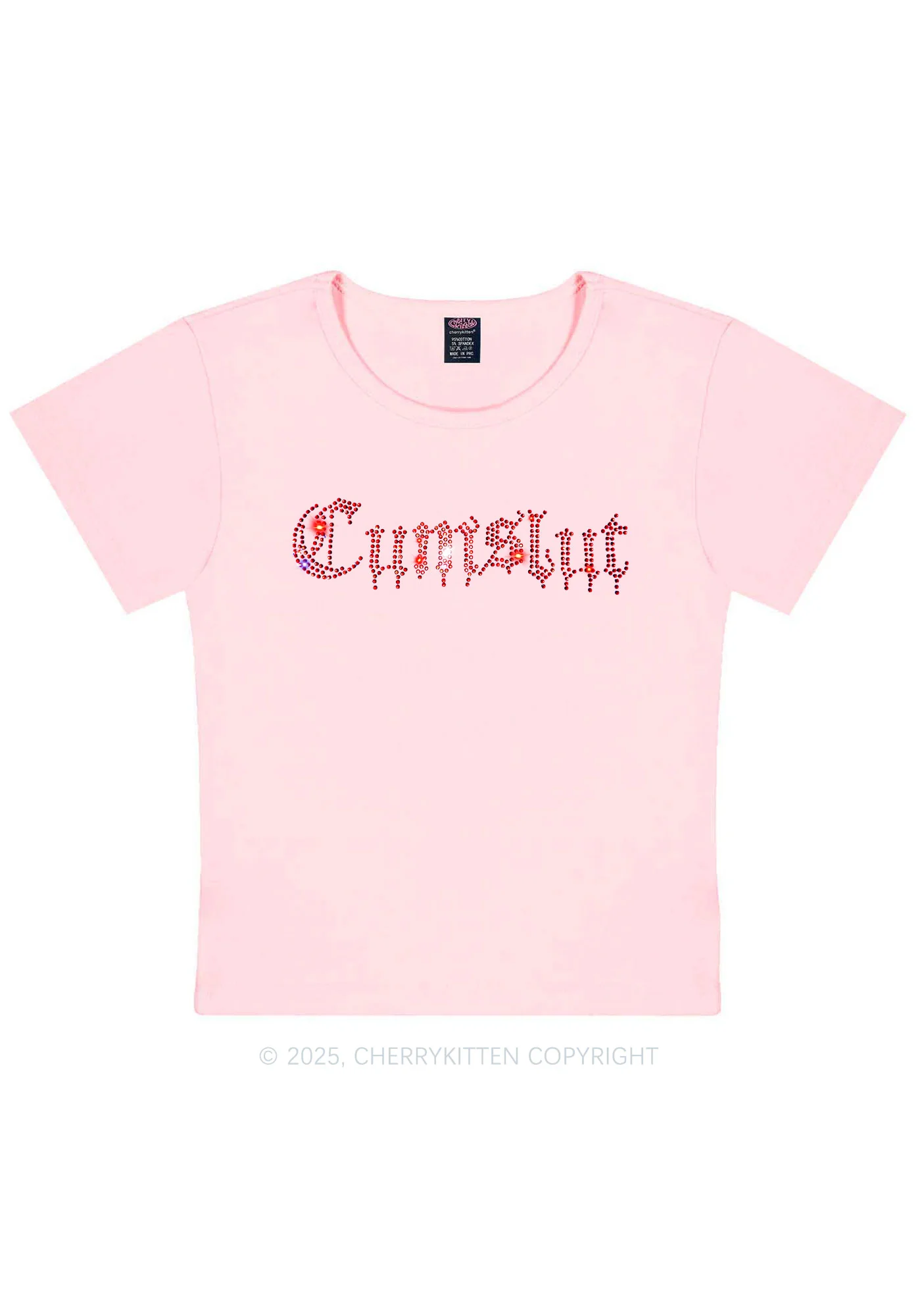 Rhinestone Cxmslxt Y2K Baby Tee Cherrykitten - Image 8