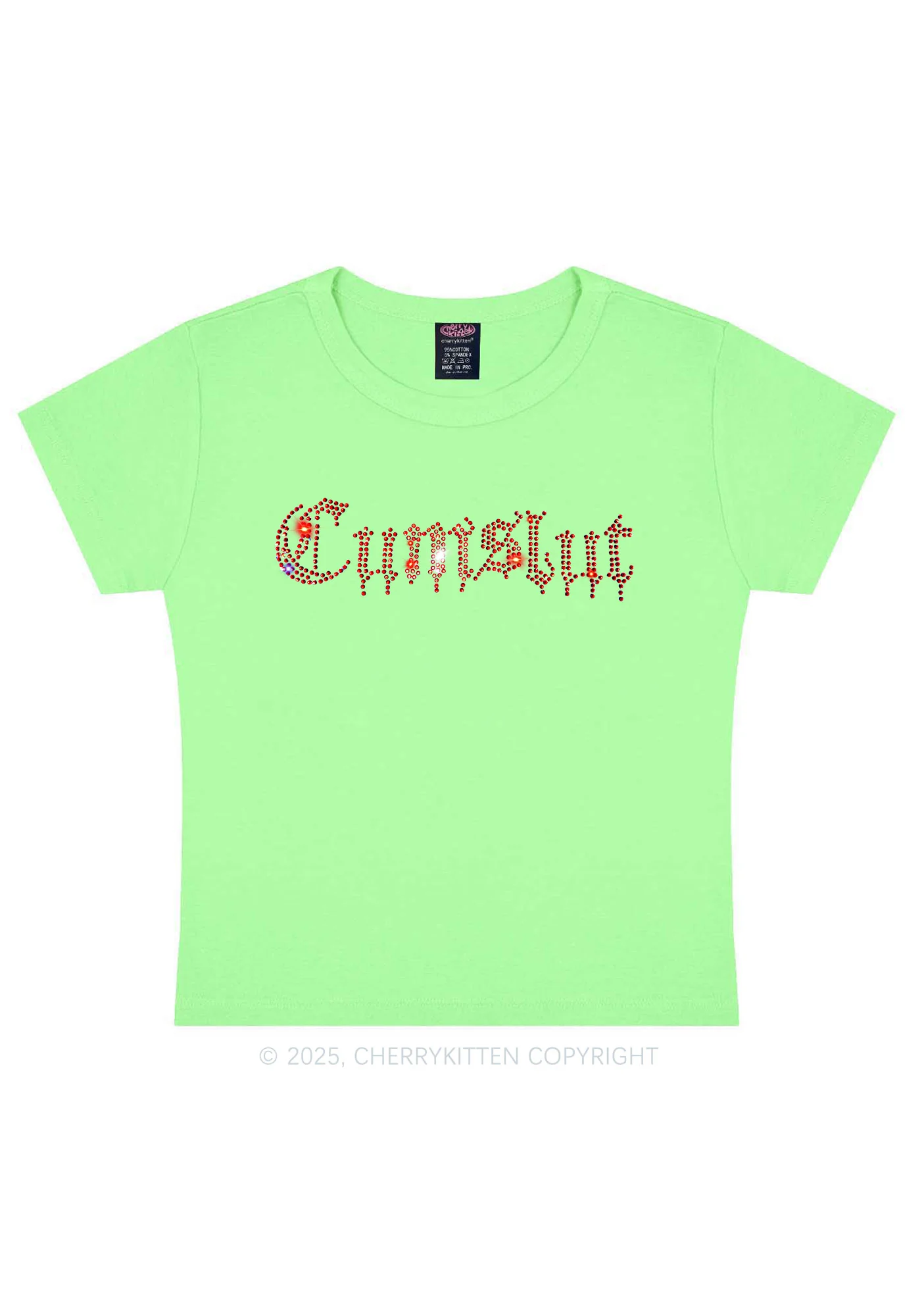 Rhinestone Cxmslxt Y2K Baby Tee Cherrykitten - Image 9