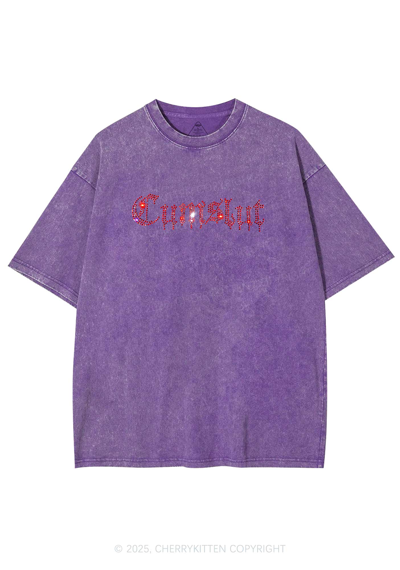 Rhinestone Cxmslxt Y2K Shirts Washed Tee Cherrykitten - Image 7
