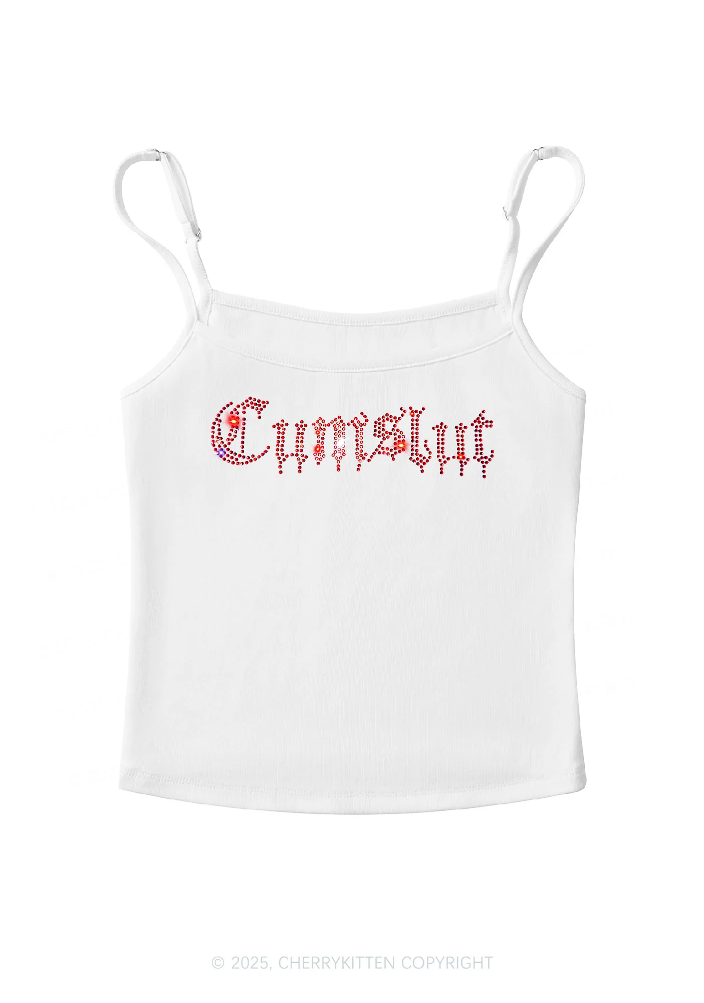 Rhinestone Cxmslxt Y2K Spaghetti Strap Cami Cherrykitten - Image 4