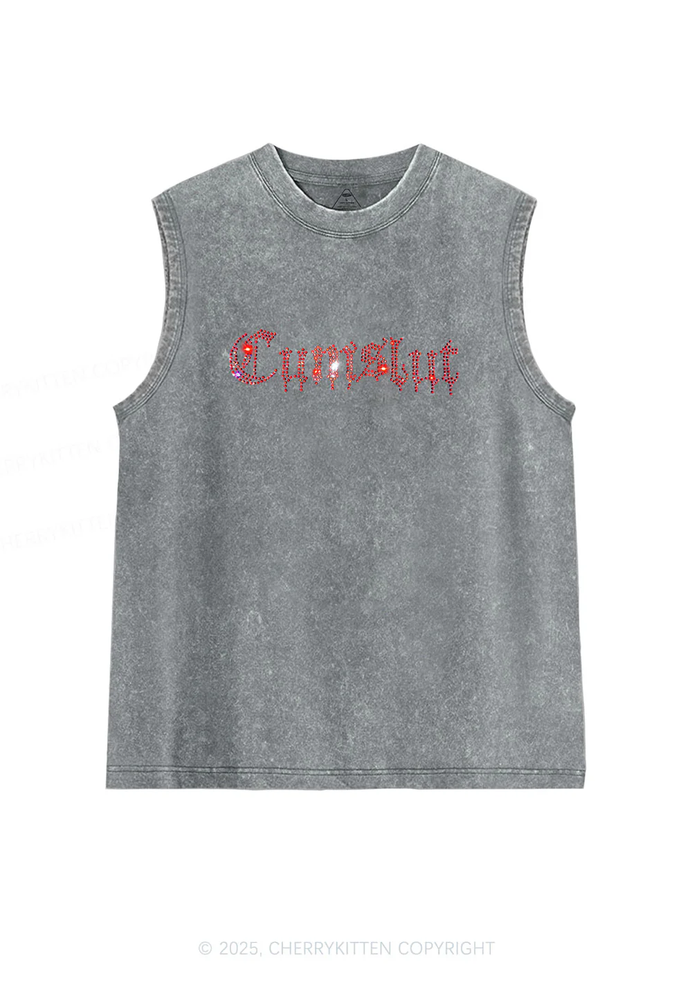 Rhinestone Cxmslxt Y2K Washed Muscle Tank Cherrykitten - Image 4