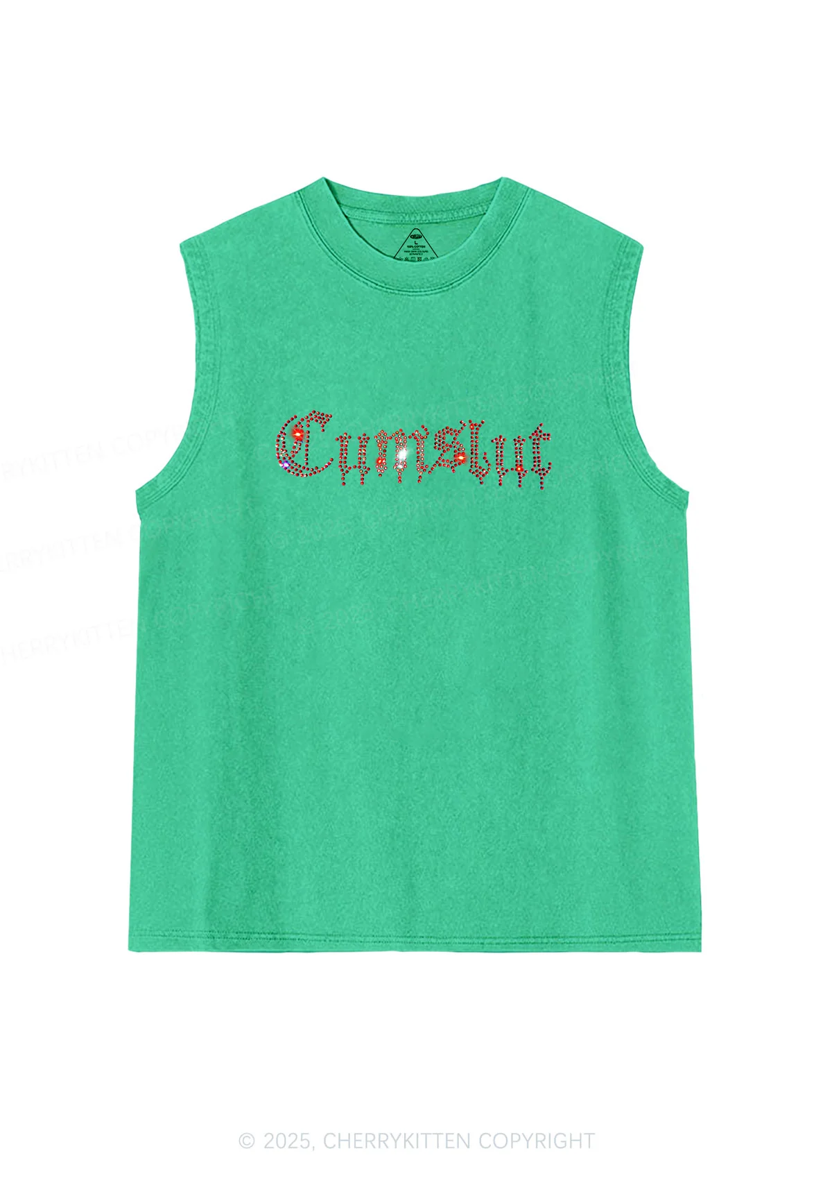Rhinestone Cxmslxt Y2K Washed Muscle Tank Cherrykitten - Image 6