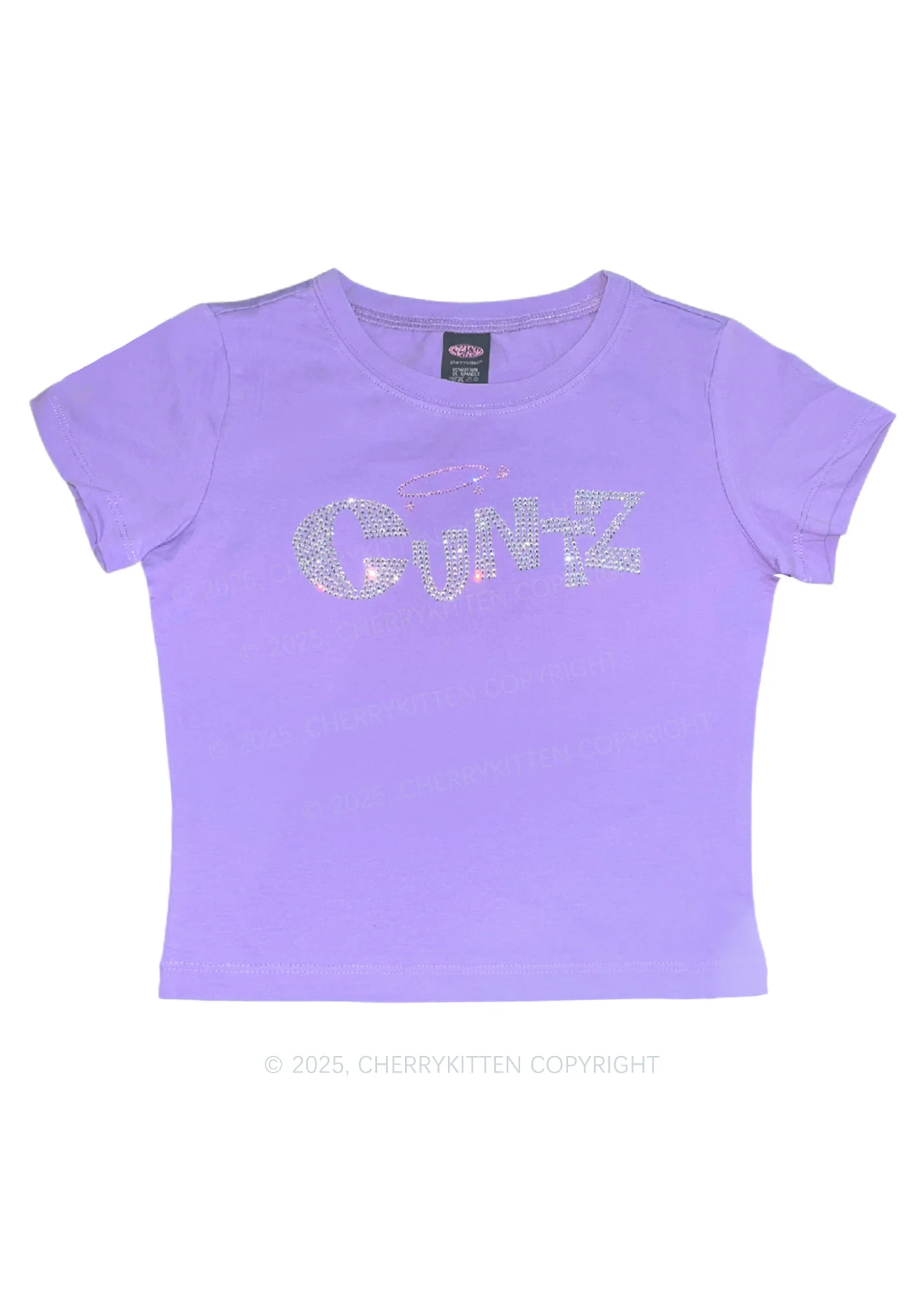 Rhinestone Cxntz Y2K Baby Tee Cherrykitten - Image 2