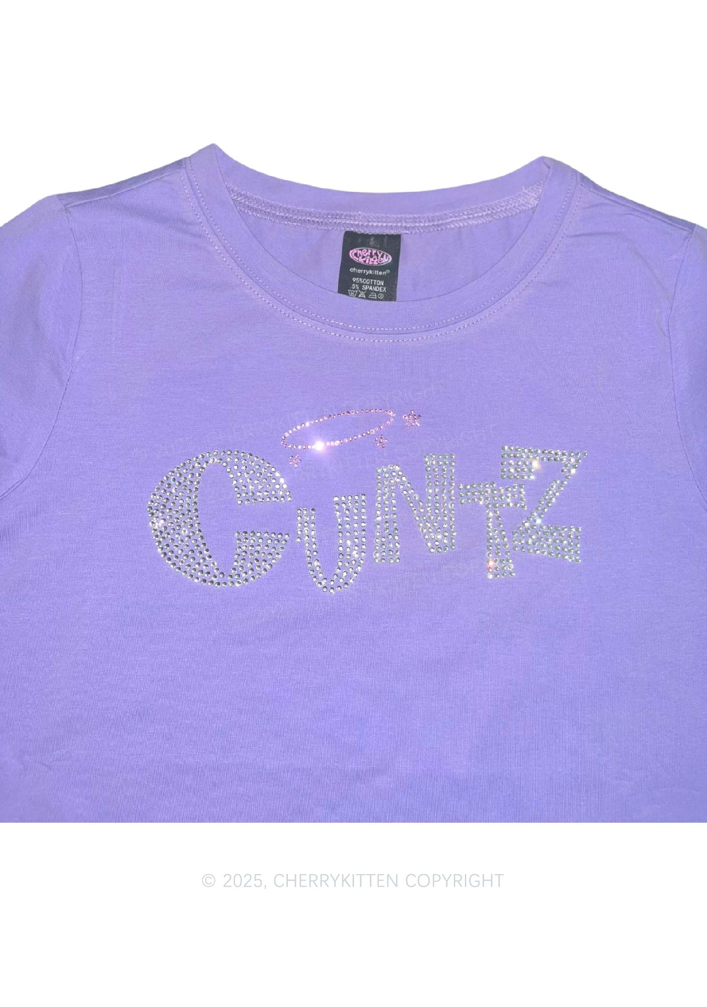 Rhinestone Cxntz Y2K Baby Tee Cherrykitten - Image 4