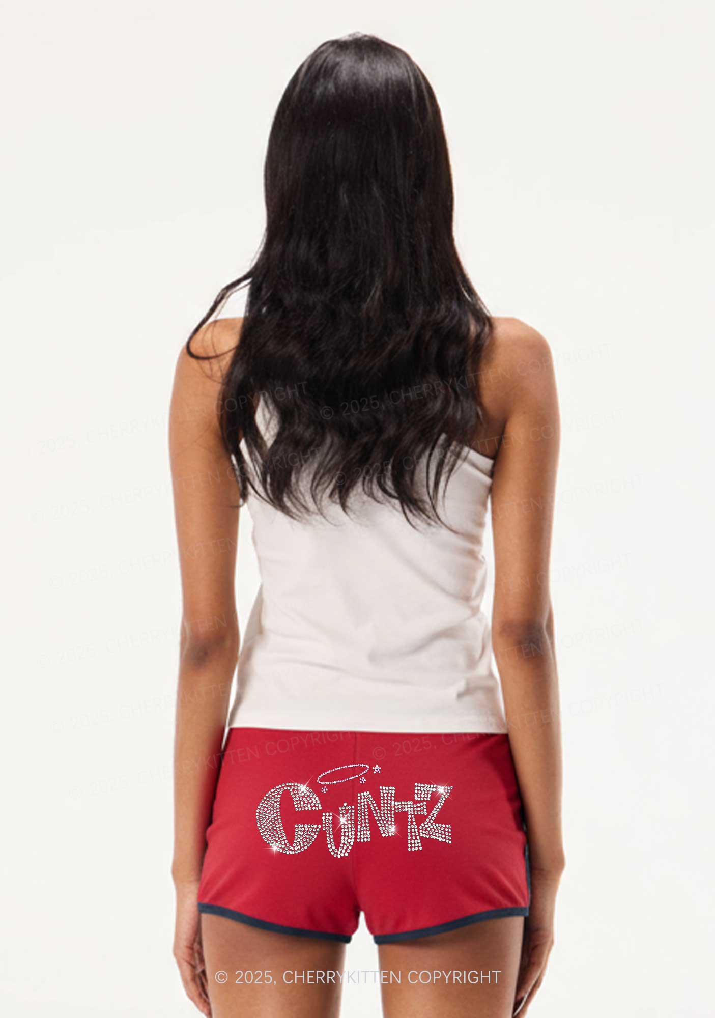 Rhinestone Cxntz Y2K Booty Shorts Cherrykitten - Image 2