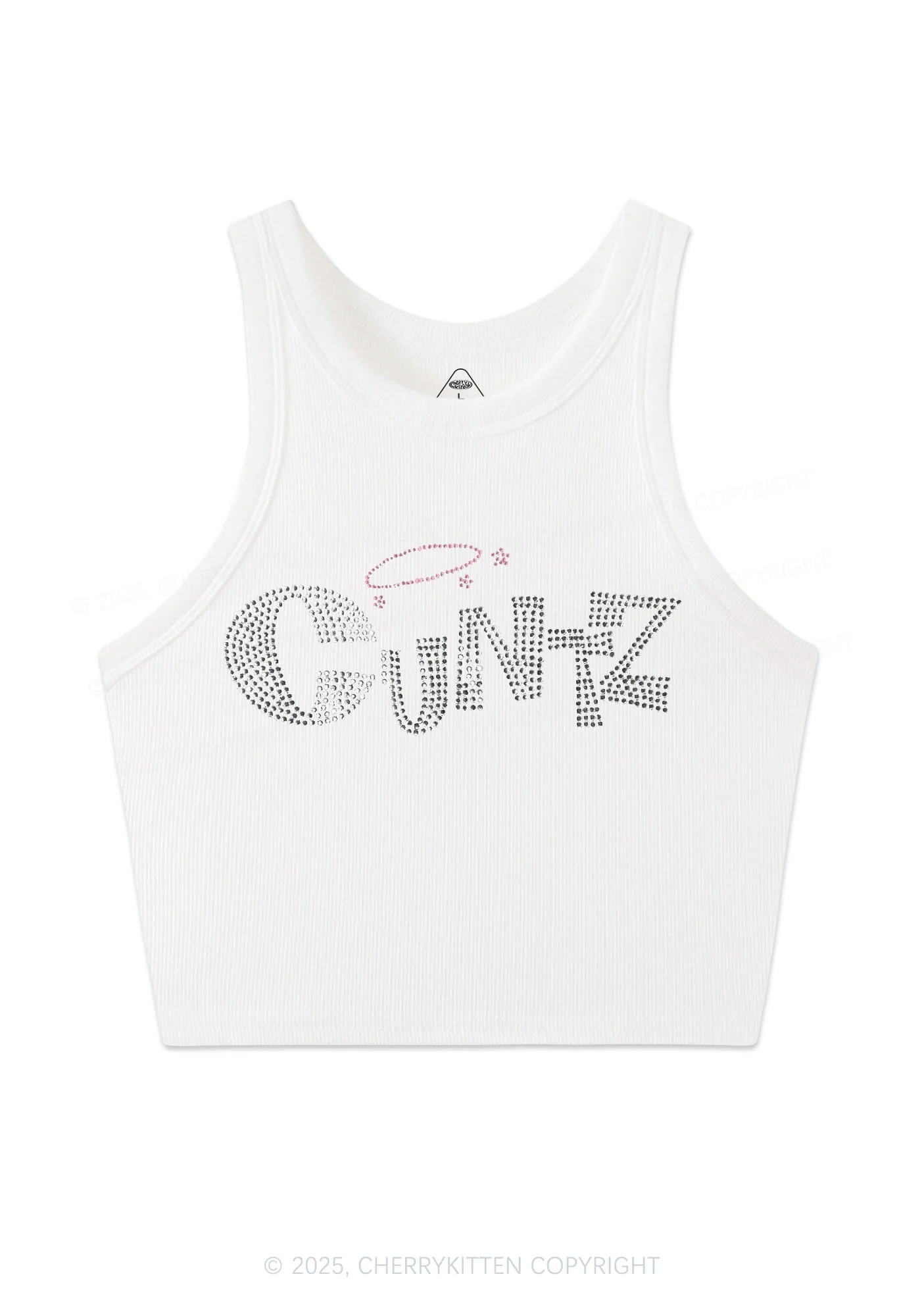 Rhinestone Cxntz Y2K Crop Tank Top Cherrykitten - Image 3