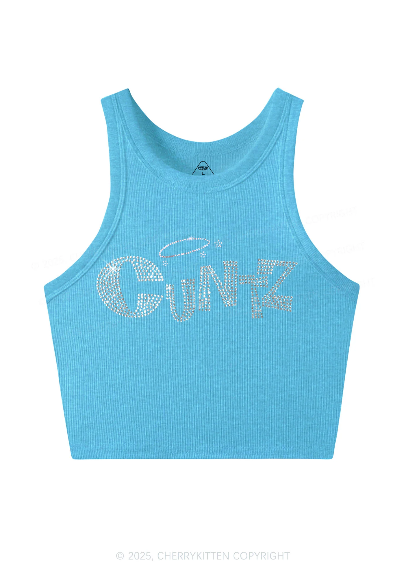 Rhinestone Cxntz Y2K Crop Tank Top Cherrykitten - Image 4