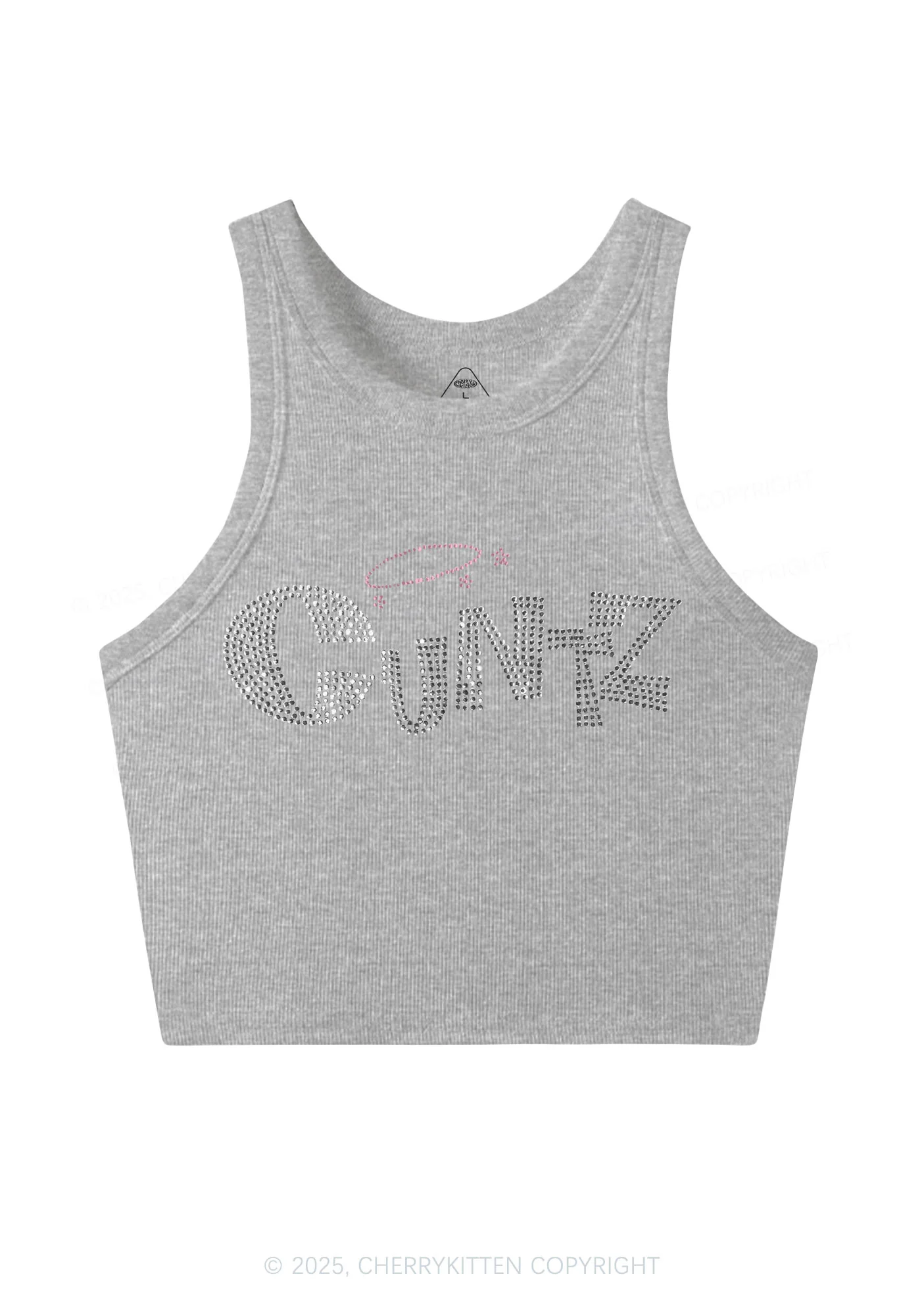 Rhinestone Cxntz Y2K Crop Tank Top Cherrykitten - Image 5