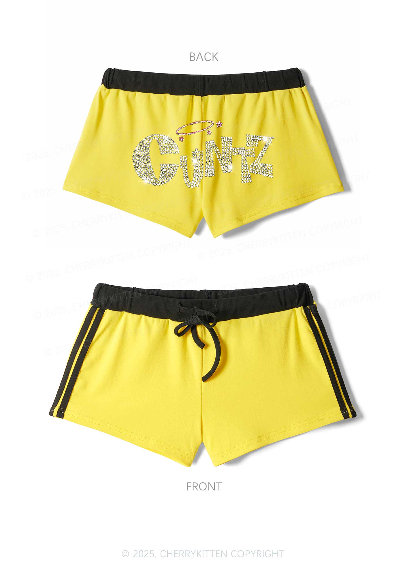 Rhinestone Cxntz Y2K Drawstring Mini Shorts Cherrykitten - Image 3