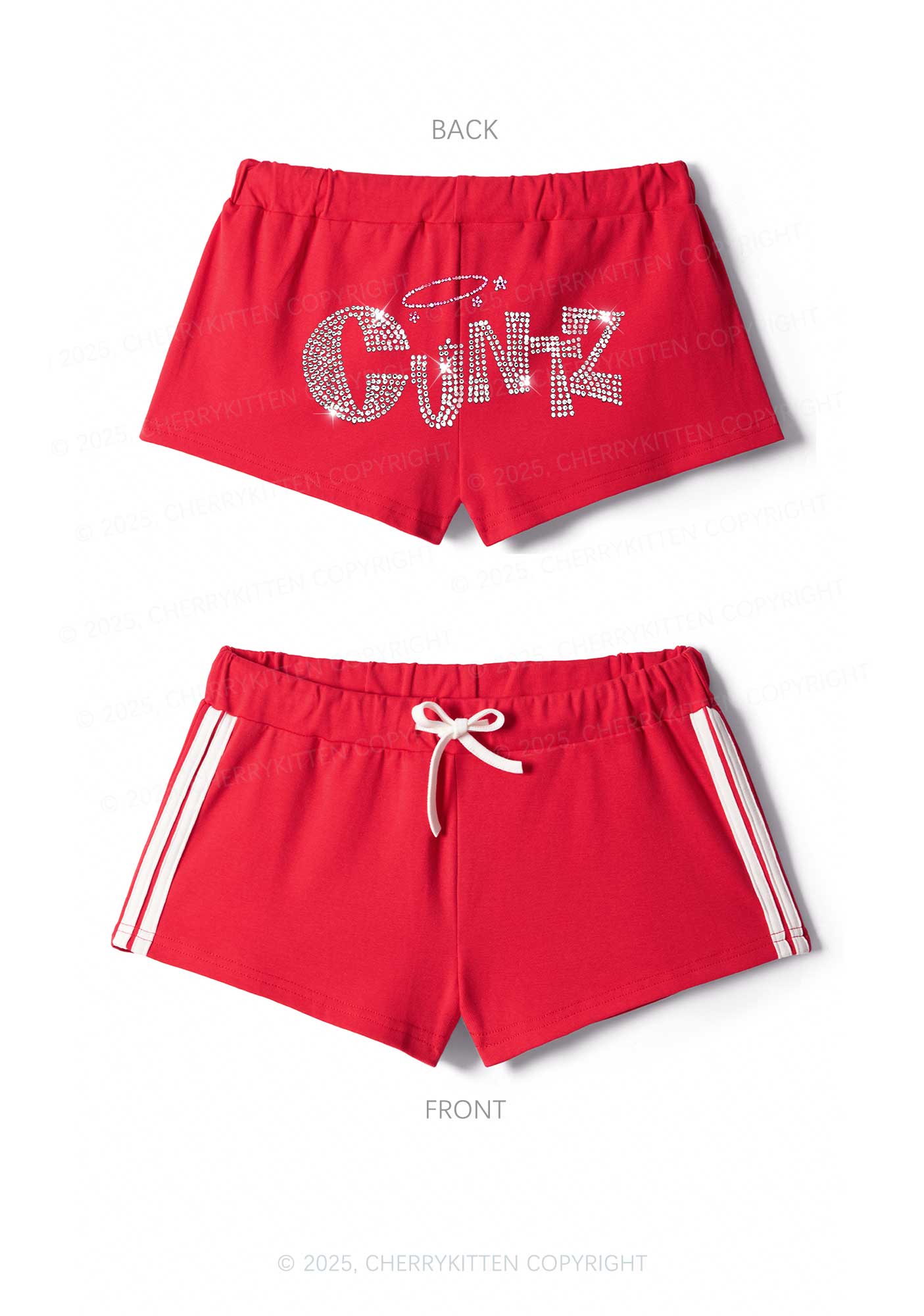 Rhinestone Cxntz Y2K Drawstring Mini Shorts Cherrykitten - Image 6