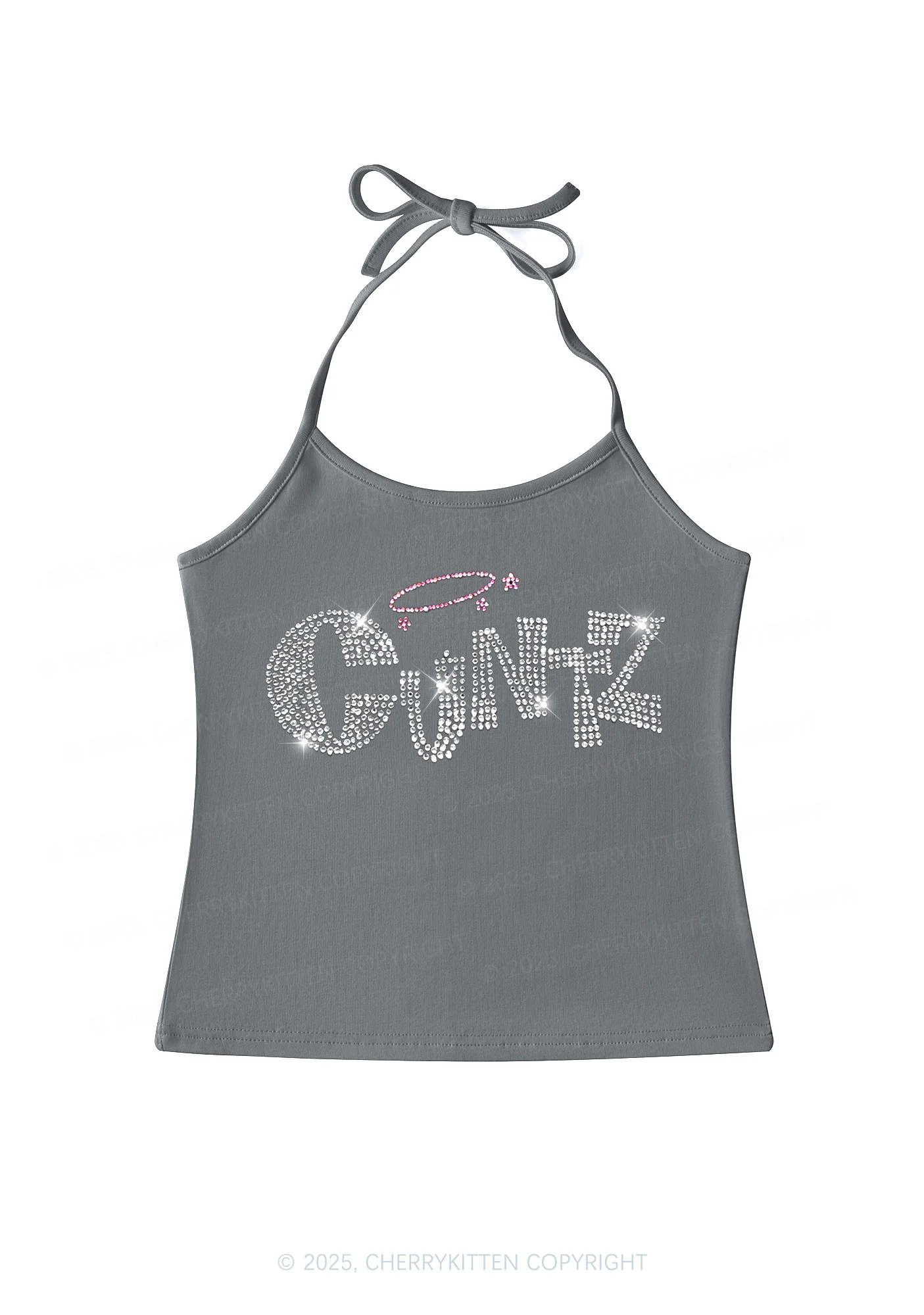 Rhinestone Cxntz Y2K Halter Neck Cami Cherrykitten - Image 2