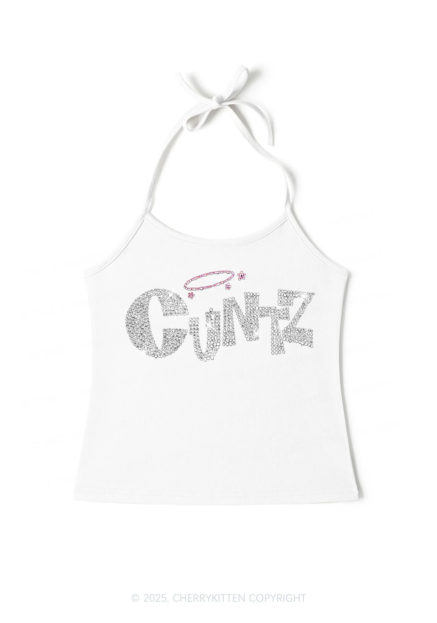 Rhinestone Cxntz Y2K Halter Neck Cami Cherrykitten - Image 3
