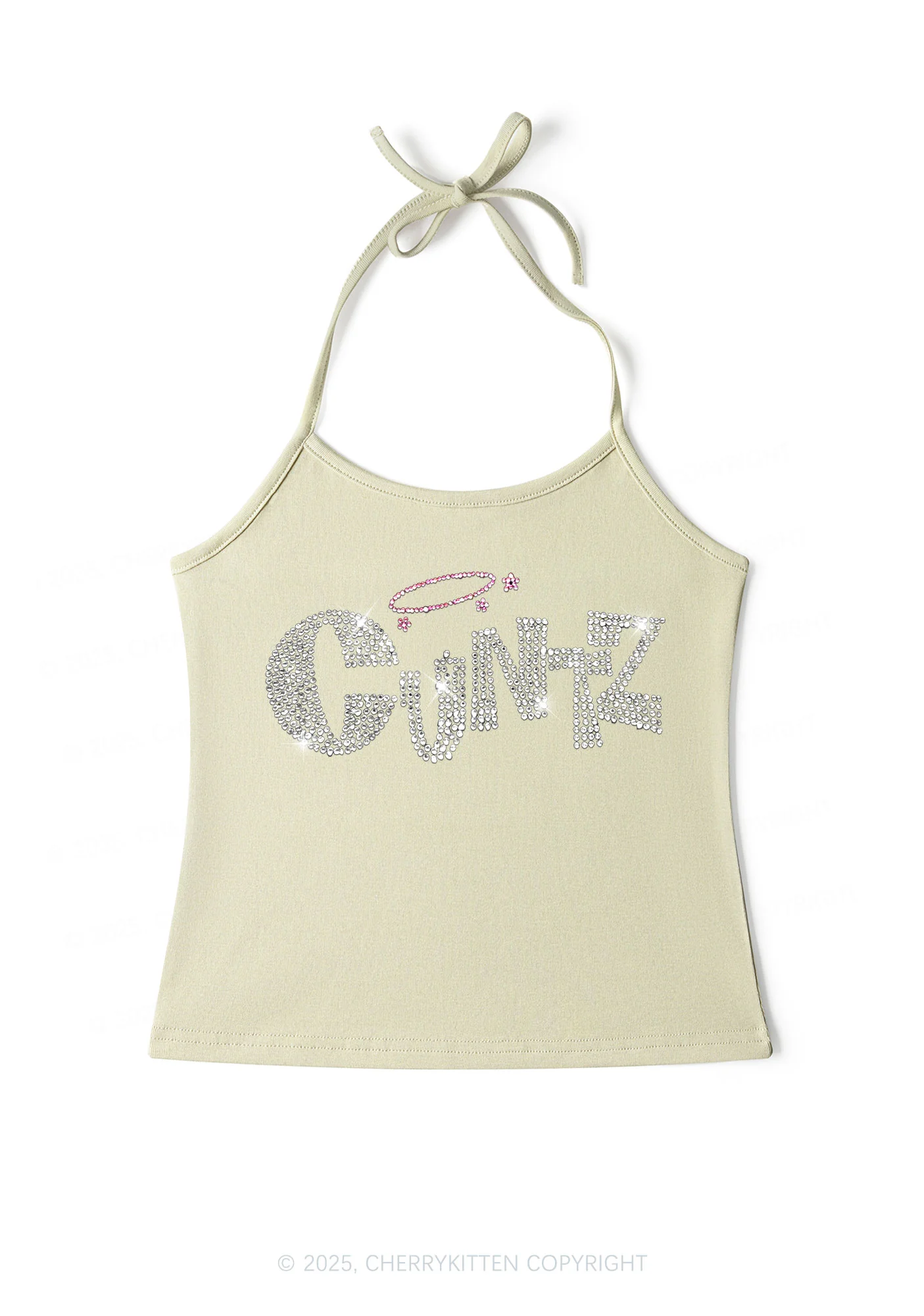 Rhinestone Cxntz Y2K Halter Neck Cami Cherrykitten - Image 6