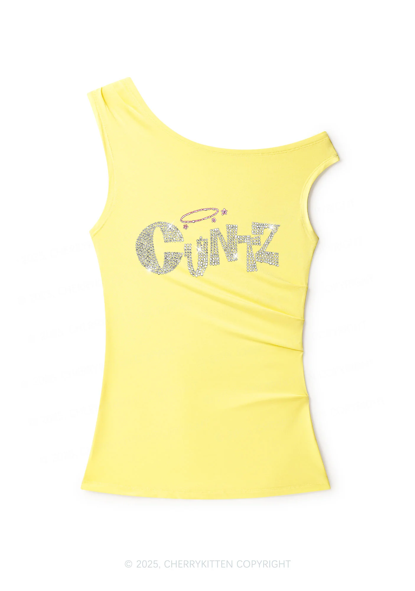 Rhinestone Cxntz Y2K Off Shoulder Tank Top Cherrykitten - Image 2