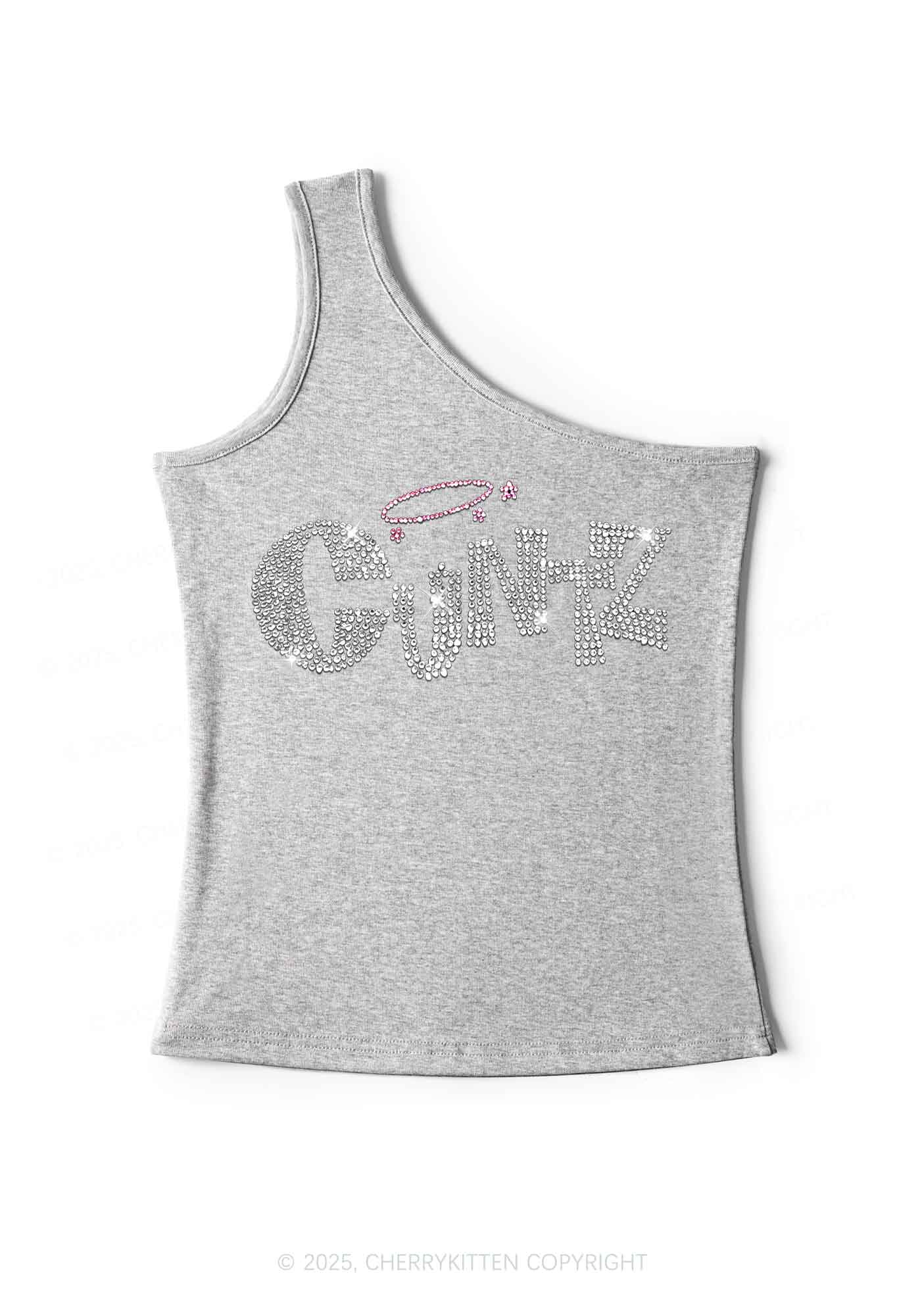Rhinestone Cxntz Y2K One Shoulder Tank Top Cherrykitten - Image 4