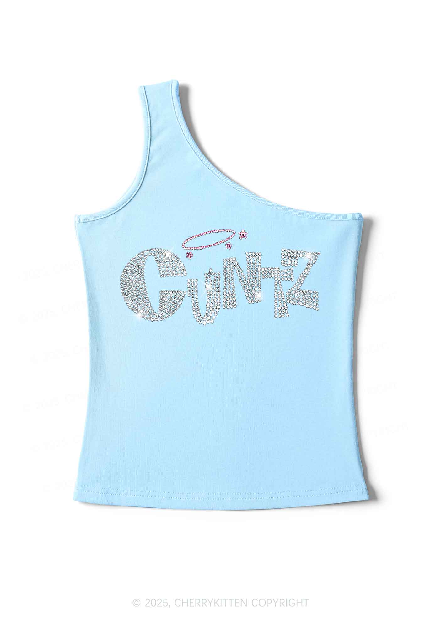 Rhinestone Cxntz Y2K One Shoulder Tank Top Cherrykitten - Image 6