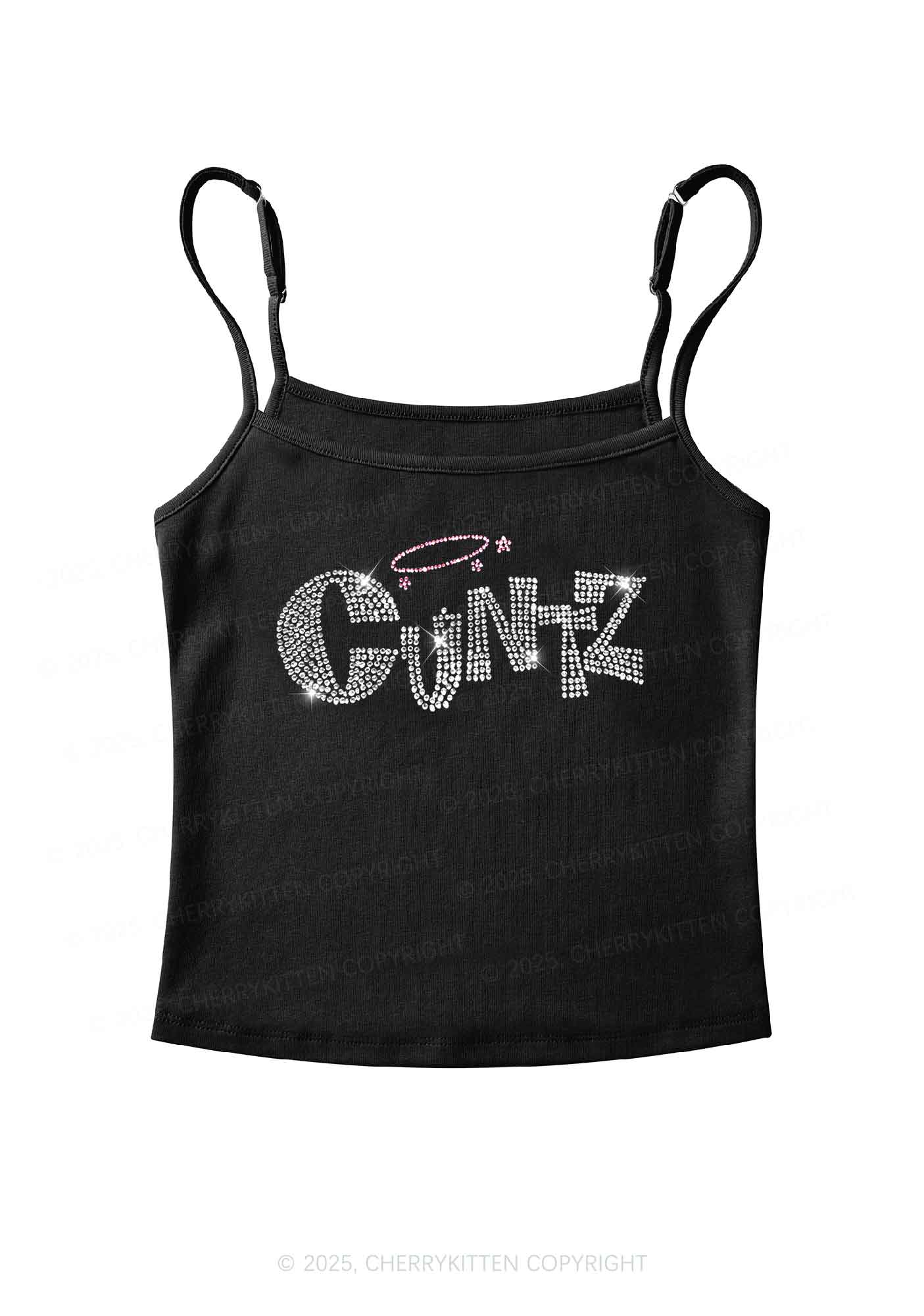 Rhinestone Cxntz Y2K Spaghetti Strap Cami Cherrykitten - Image 3
