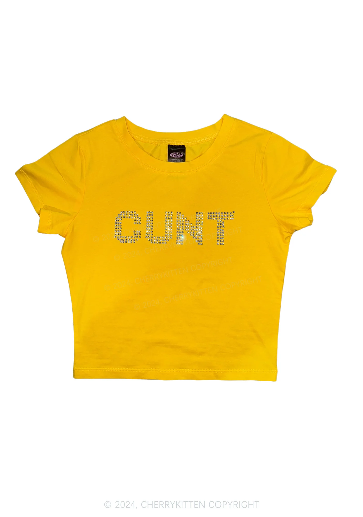 Rhinestone Cxxt Y2K Baby Tee Cherrykitten - Image 12