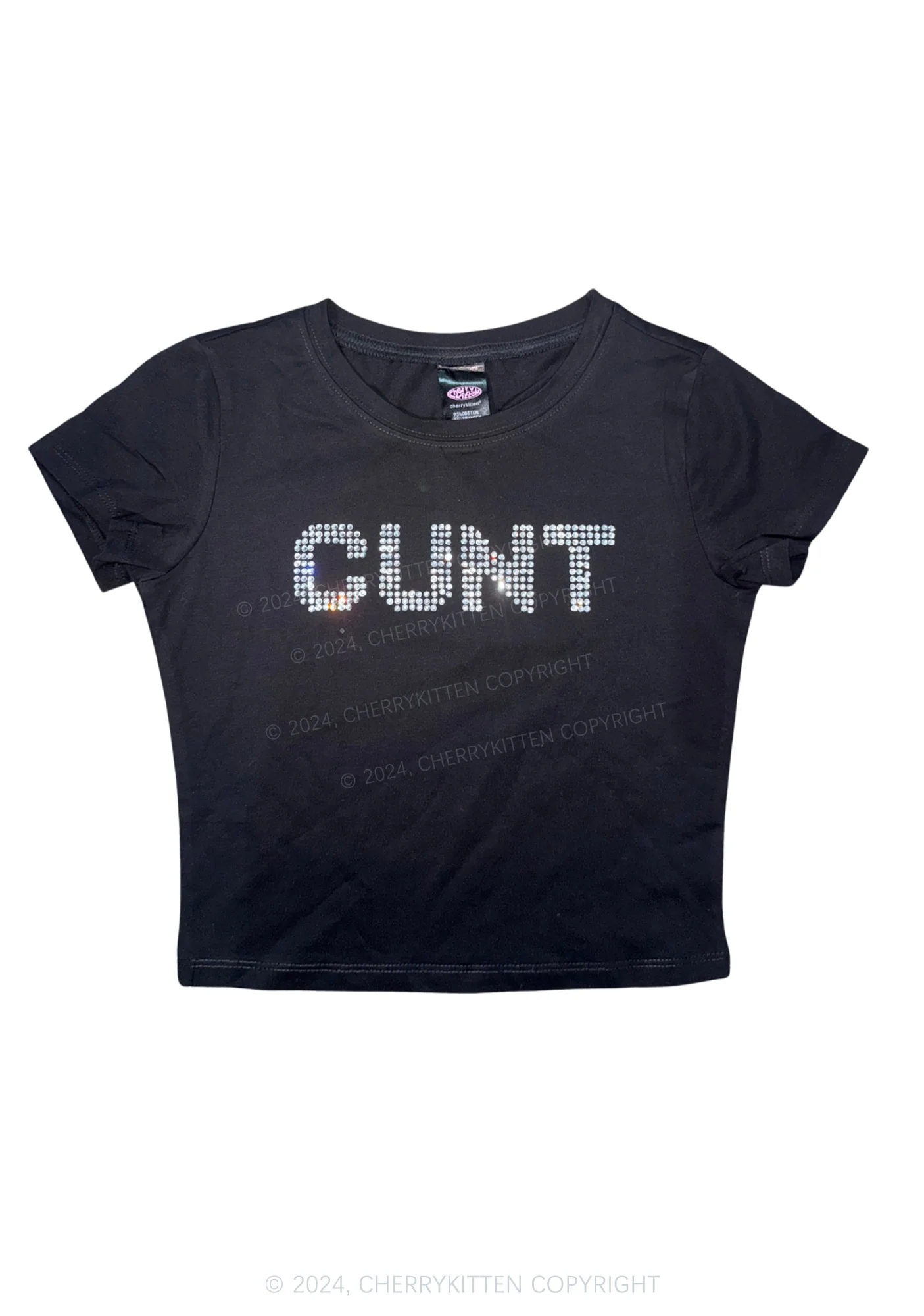 Rhinestone Cxxt Y2K Baby Tee Cherrykitten - Image 7