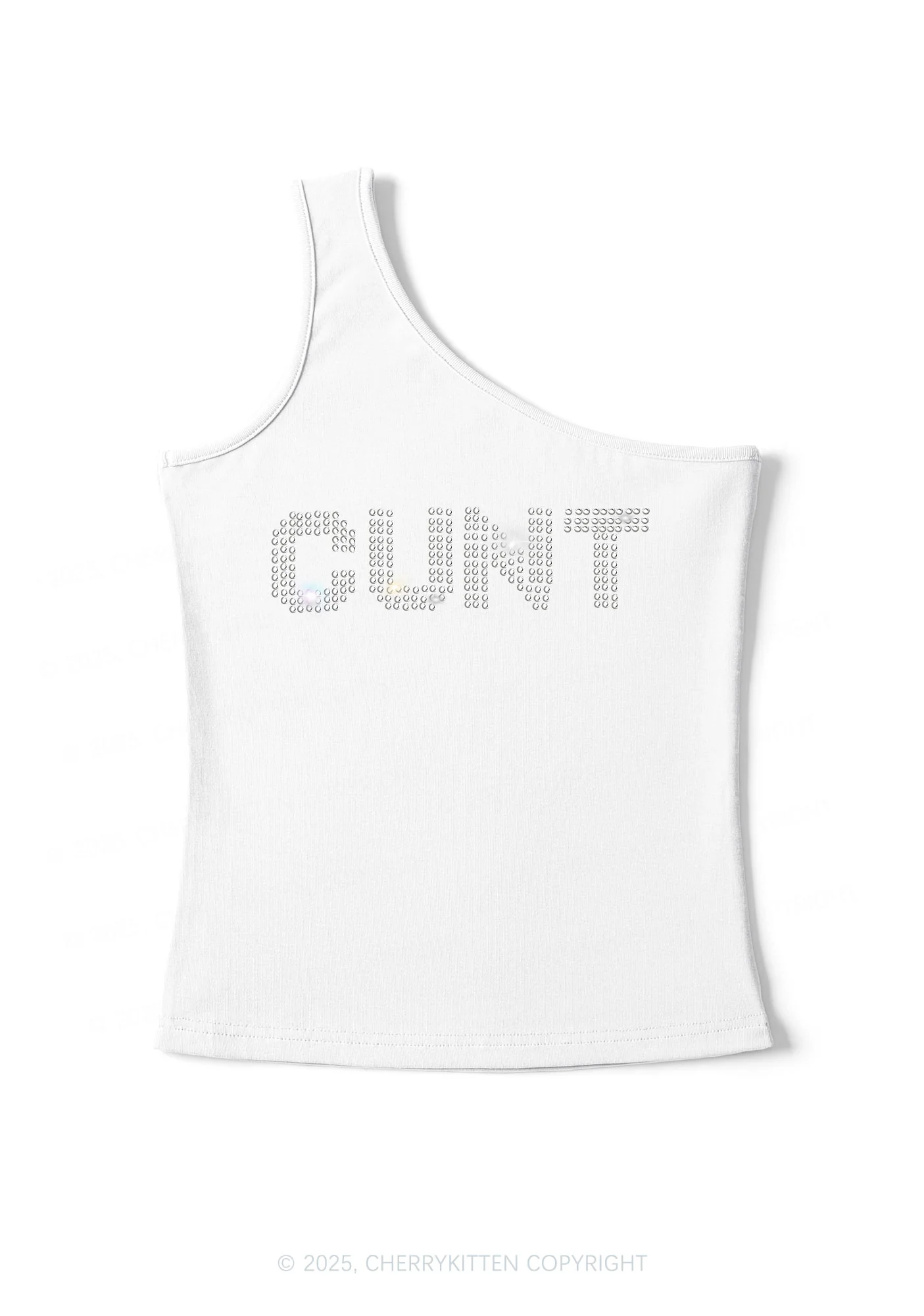 Rhinestone Cxxt Y2K One Shoulder Tank Top Cherrykitten - Image 2