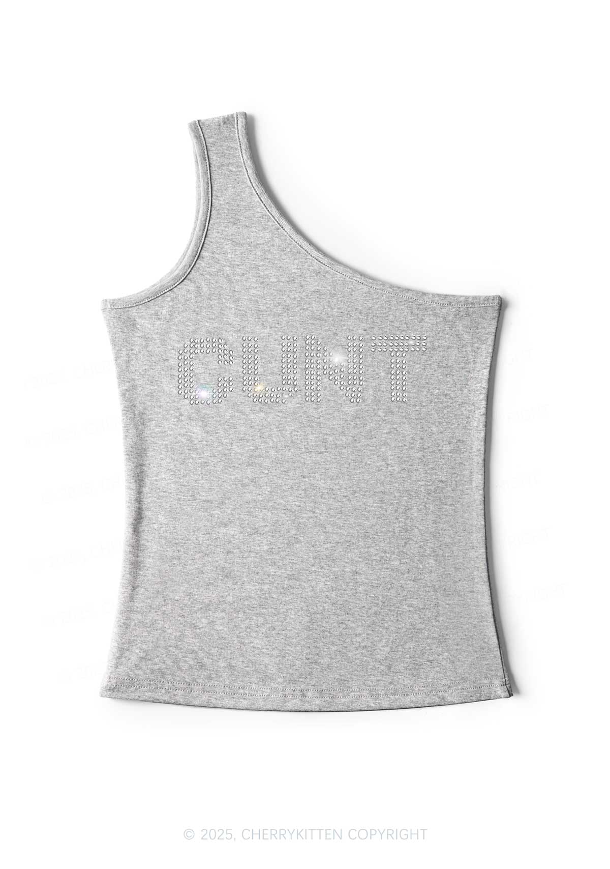 Rhinestone Cxxt Y2K One Shoulder Tank Top Cherrykitten - Image 6