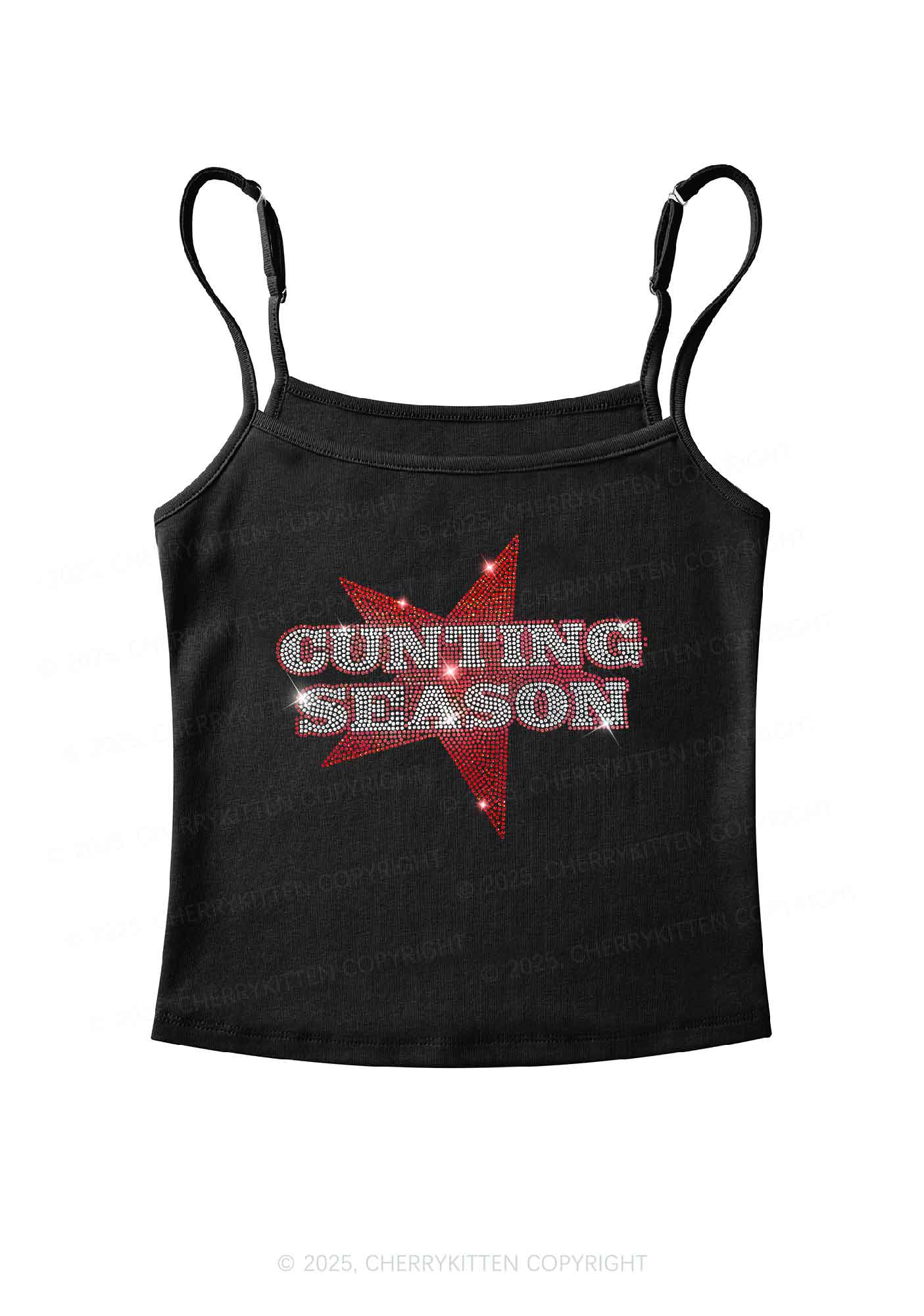 Rhinestone Cxxting Season Y2K Spaghetti Strap Cami Cherrykitten - Image 4