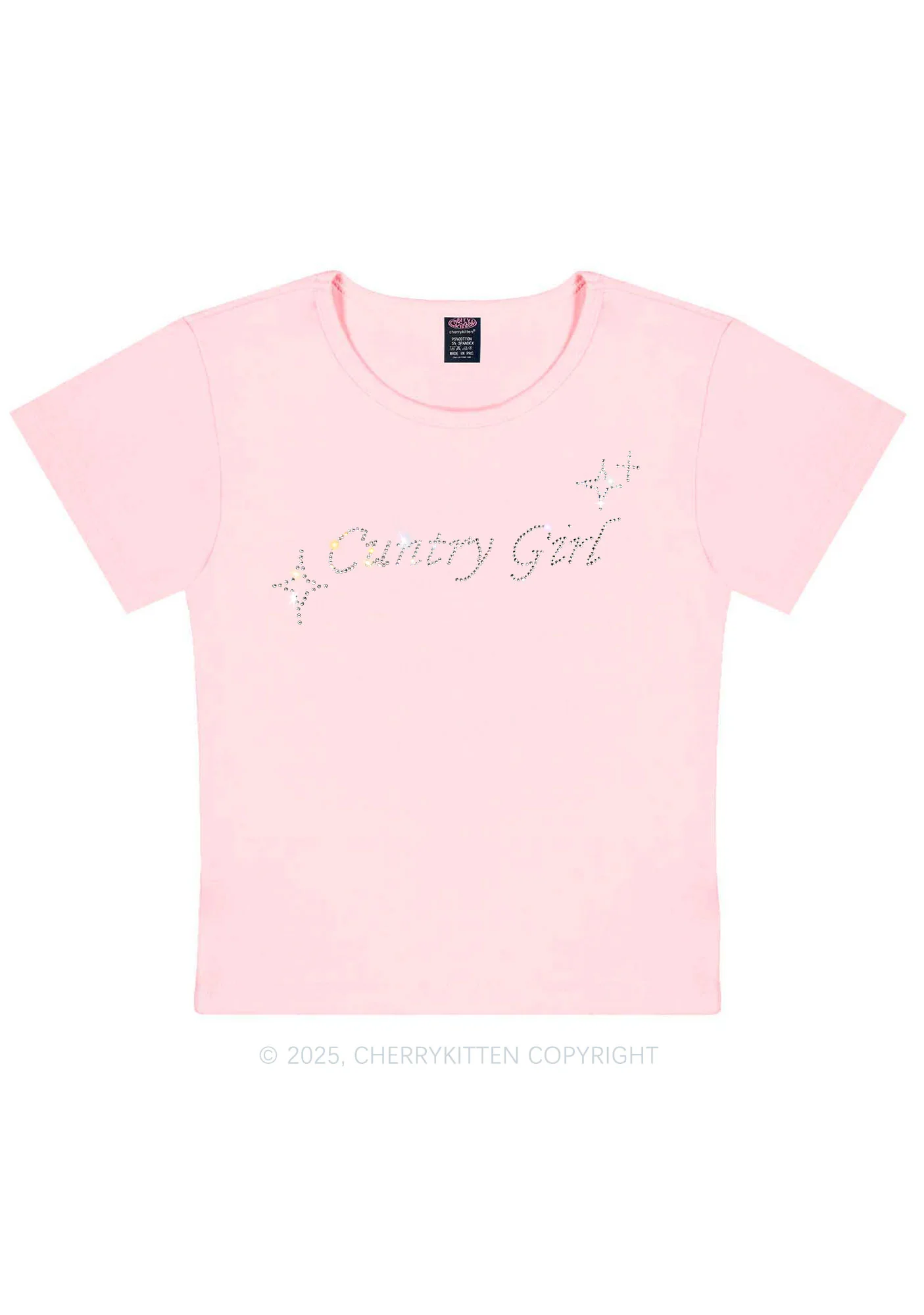 Rhinestone Cxxtry Girl Y2K Baby Tee Cherrykitten - Image 10