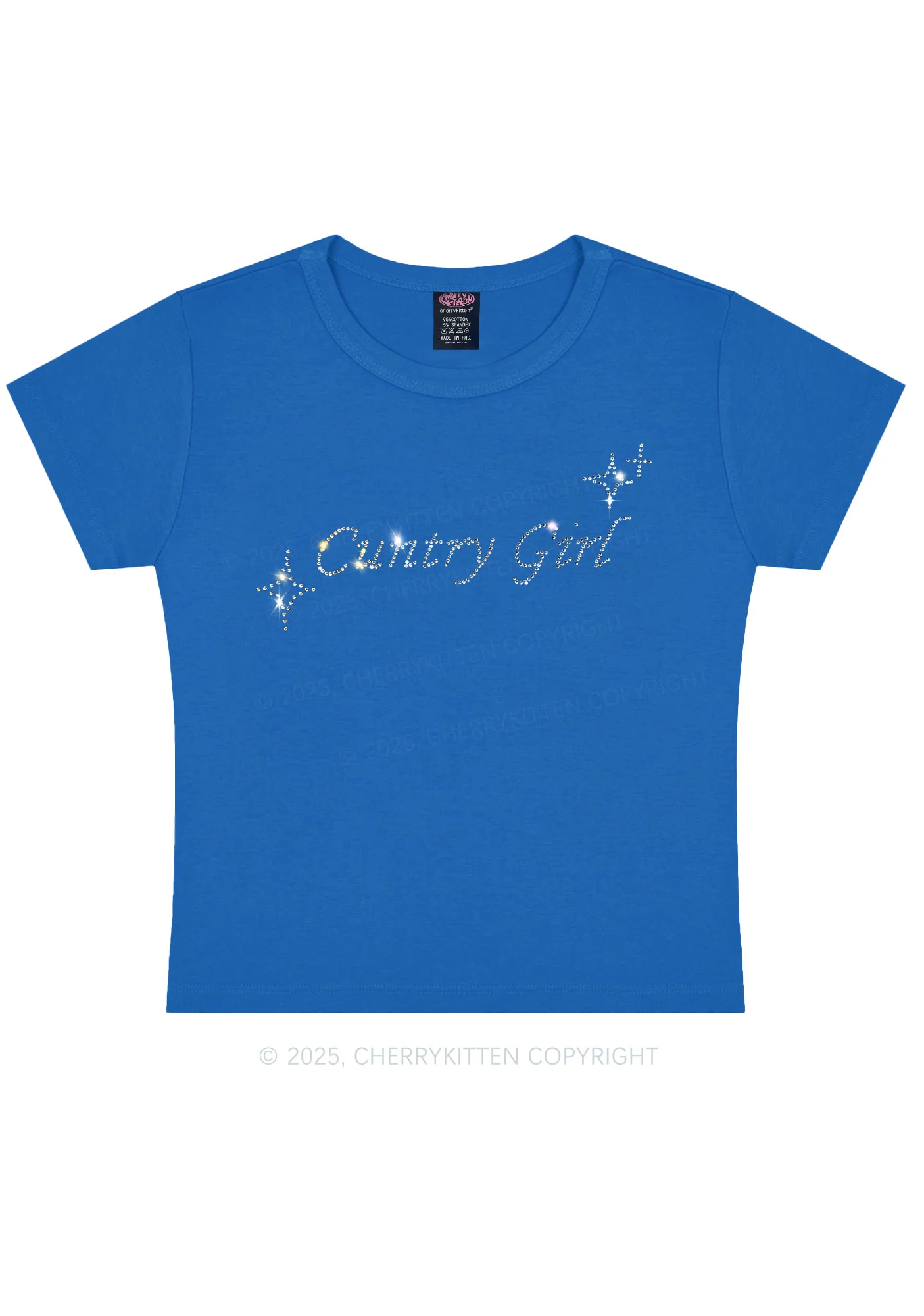 Rhinestone Cxxtry Girl Y2K Baby Tee Cherrykitten - Image 8