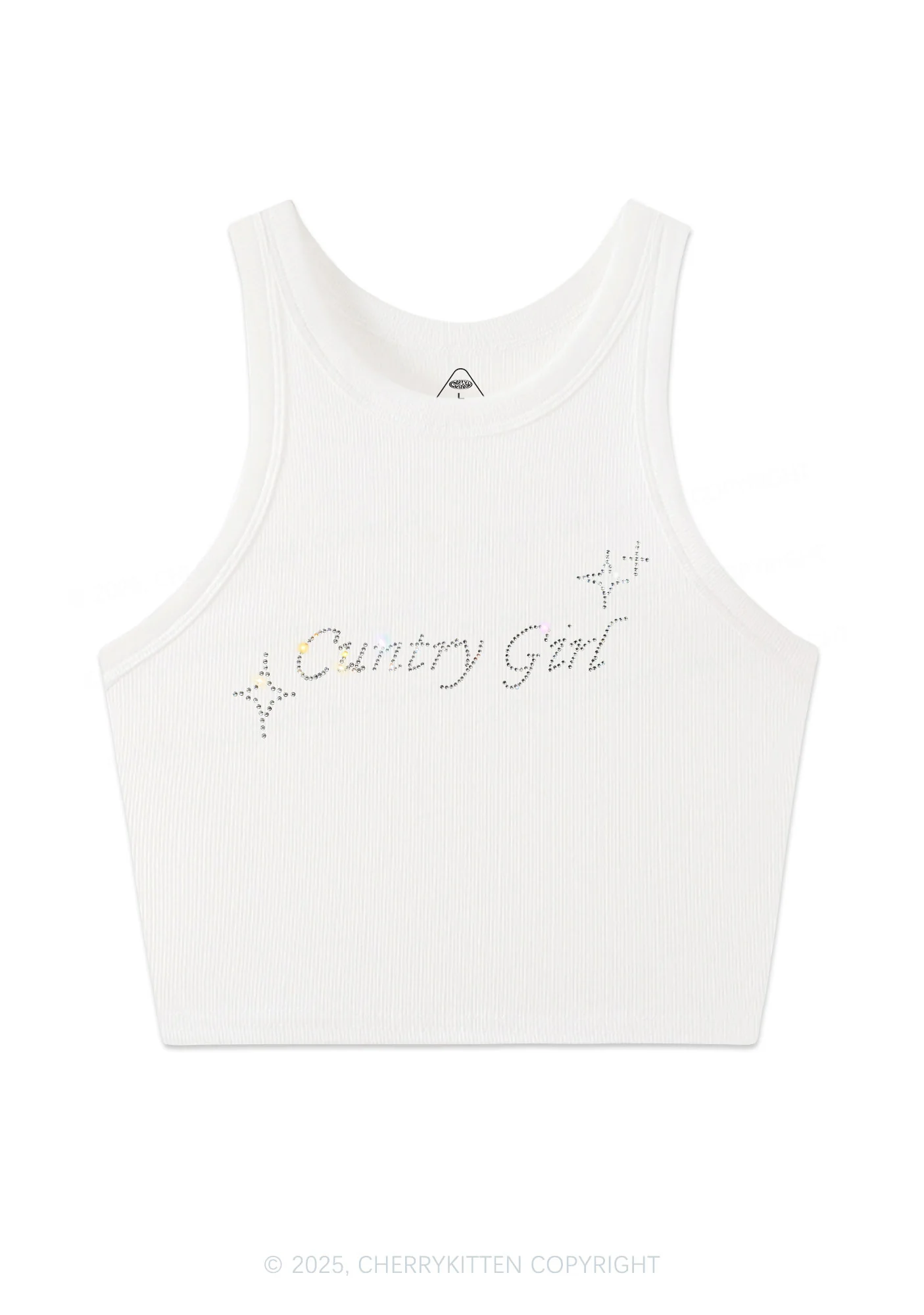 Rhinestone Cxxtry Girl Y2K Crop Tank Top Cherrykitten - Image 3