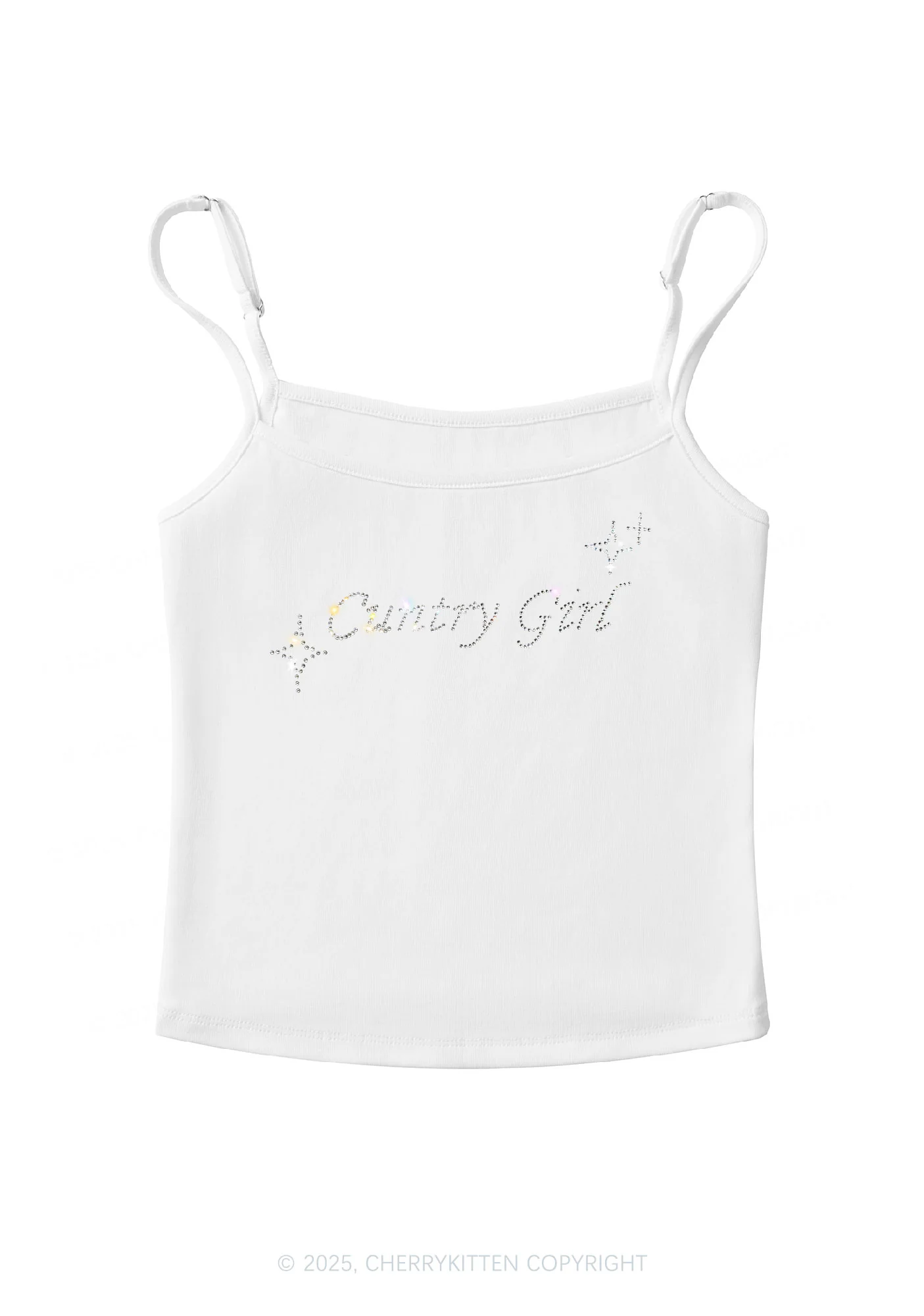 Rhinestone Cxxtry Girl Y2K Spaghetti Strap Cami Cherrykitten - Image 3