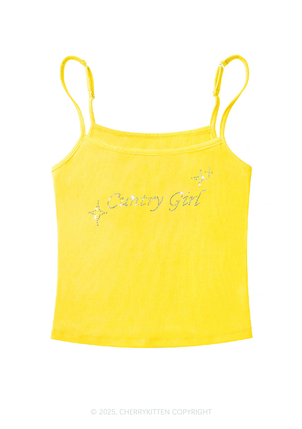 Rhinestone Cxxtry Girl Y2K Spaghetti Strap Cami Cherrykitten - Image 6