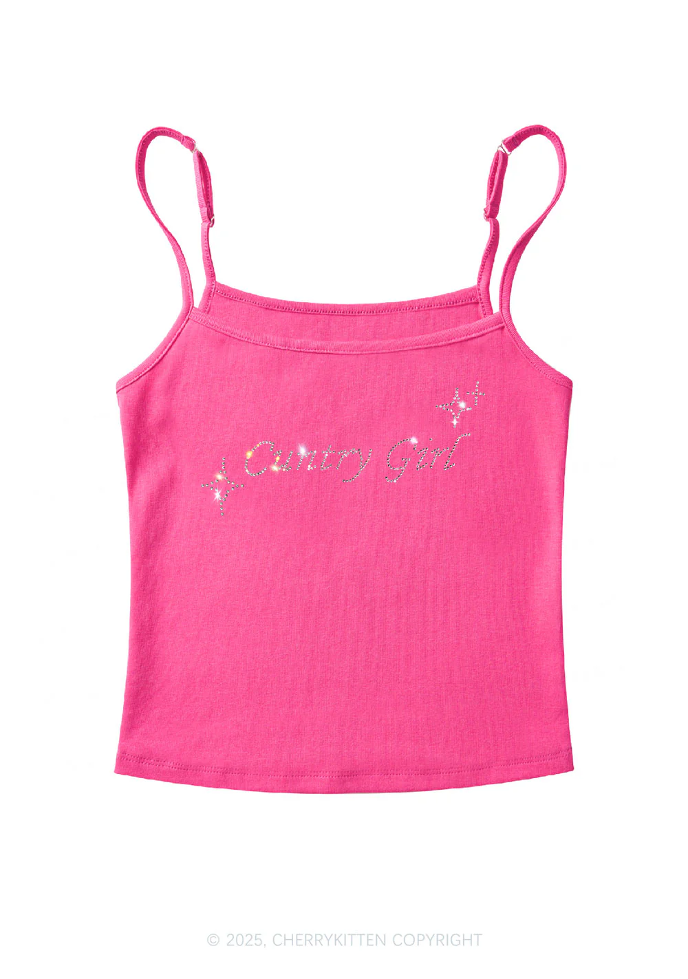 Rhinestone Cxxtry Girl Y2K Spaghetti Strap Cami Cherrykitten - Image 7
