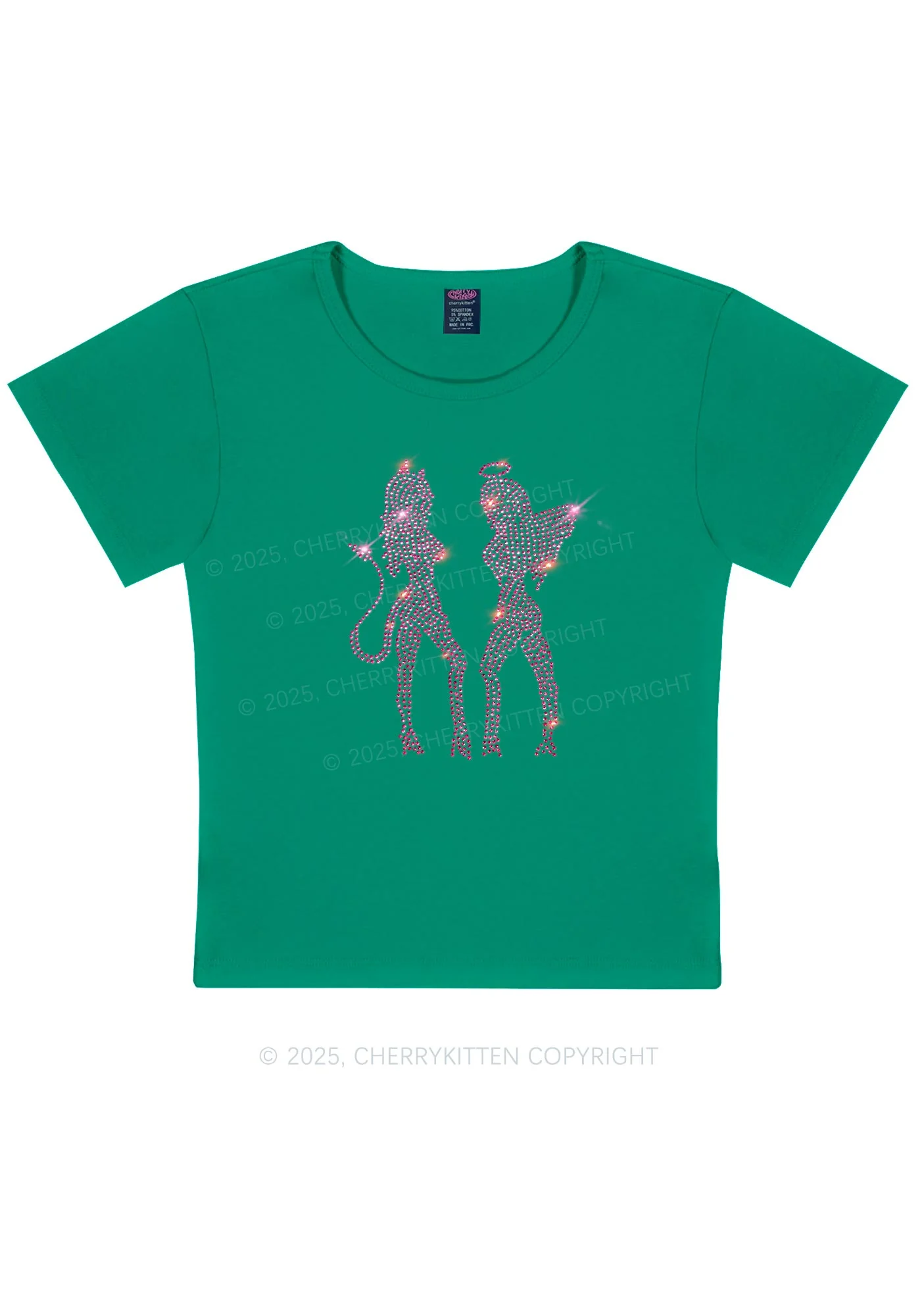 Rhinestone Dancing Girls Y2K Baby Tee Cherrykitten - Image 11