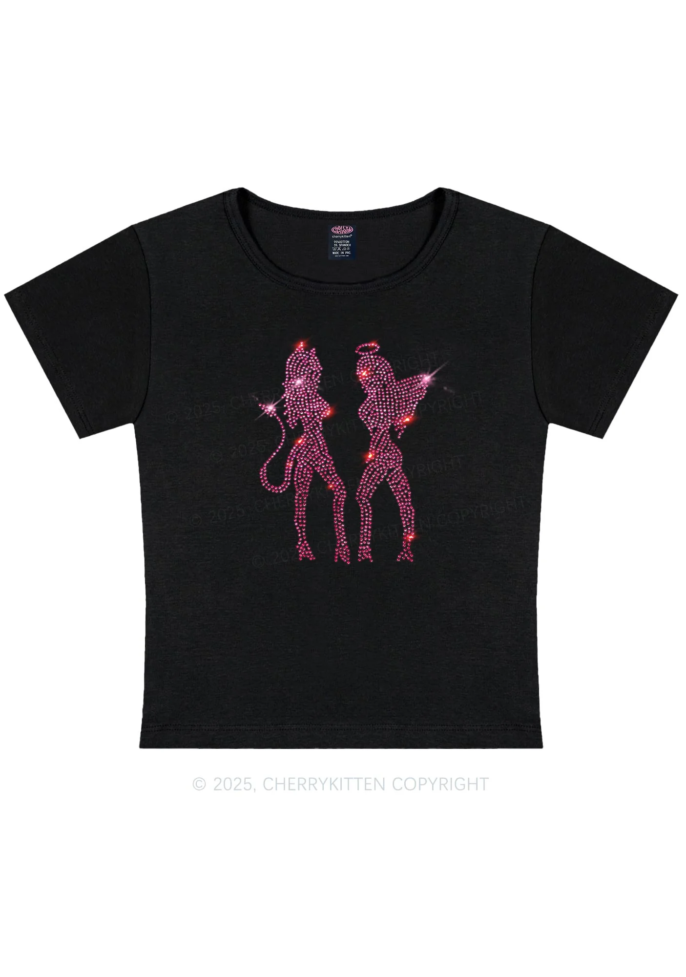 Rhinestone Dancing Girls Y2K Baby Tee Cherrykitten - Image 12