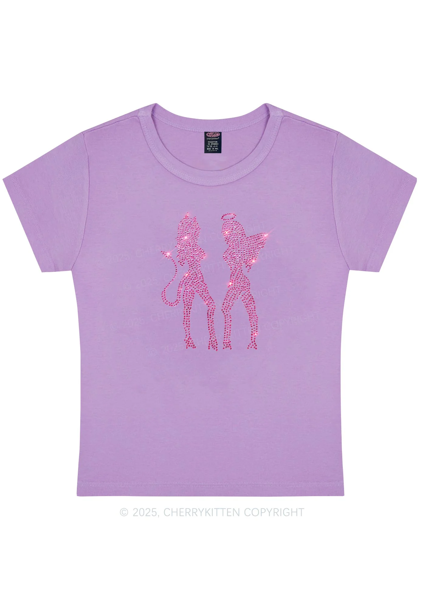 Rhinestone Dancing Girls Y2K Baby Tee Cherrykitten - Image 3