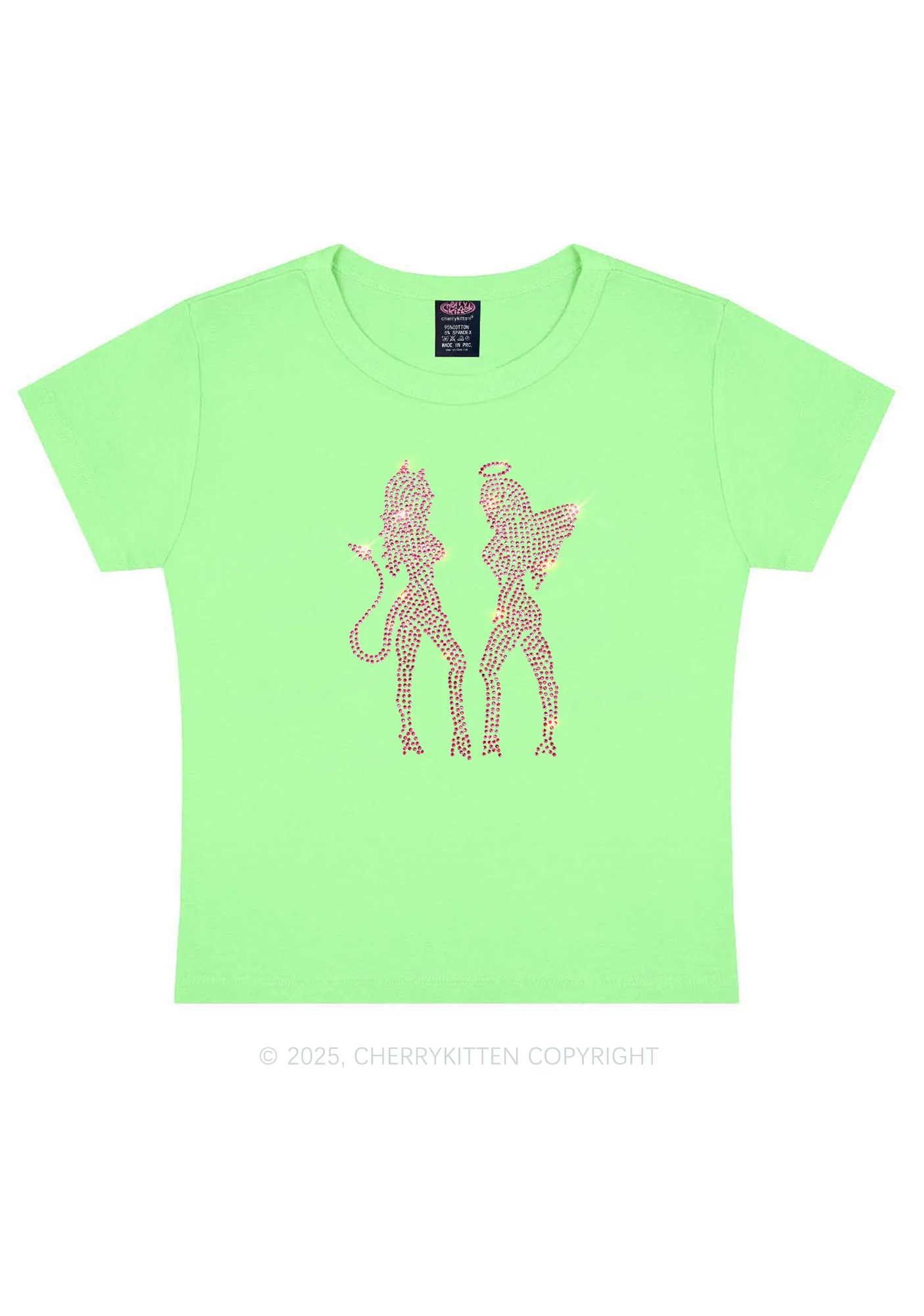 Rhinestone Dancing Girls Y2K Baby Tee Cherrykitten - Image 5