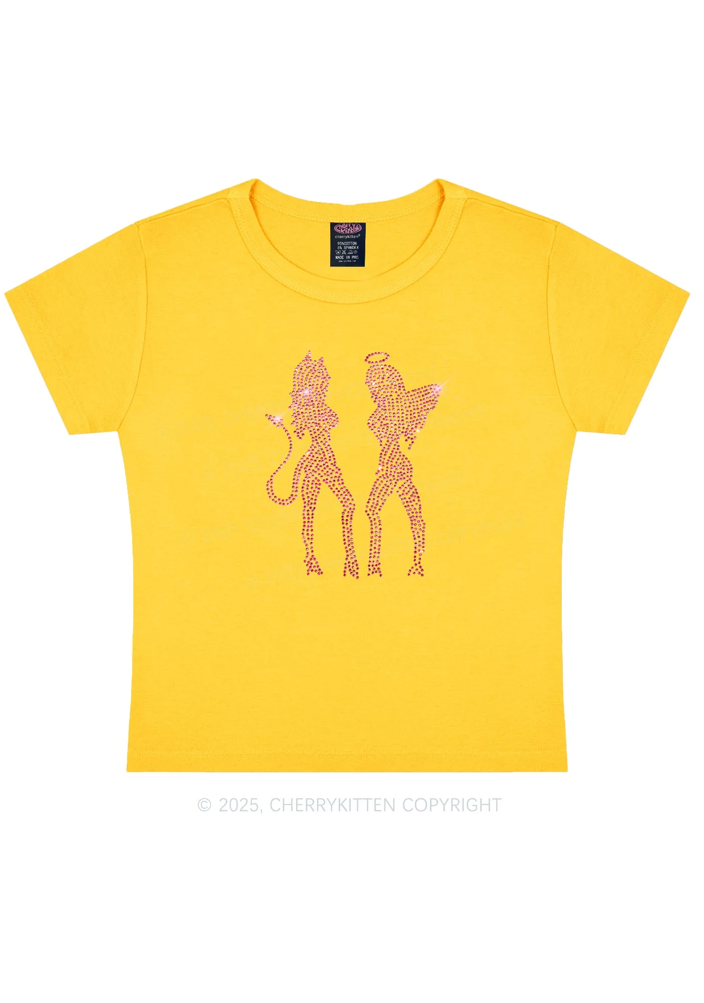 Rhinestone Dancing Girls Y2K Baby Tee Cherrykitten - Image 8