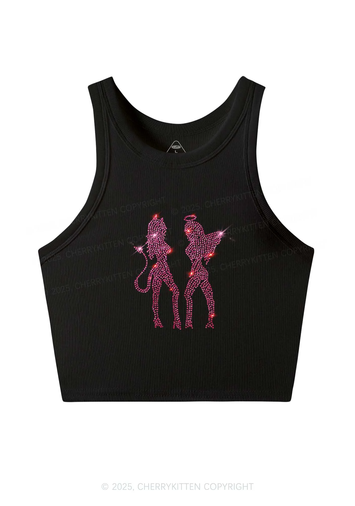 Rhinestone Dancing Girls Y2K Crop Tank Top Cherrykitten - Image 3
