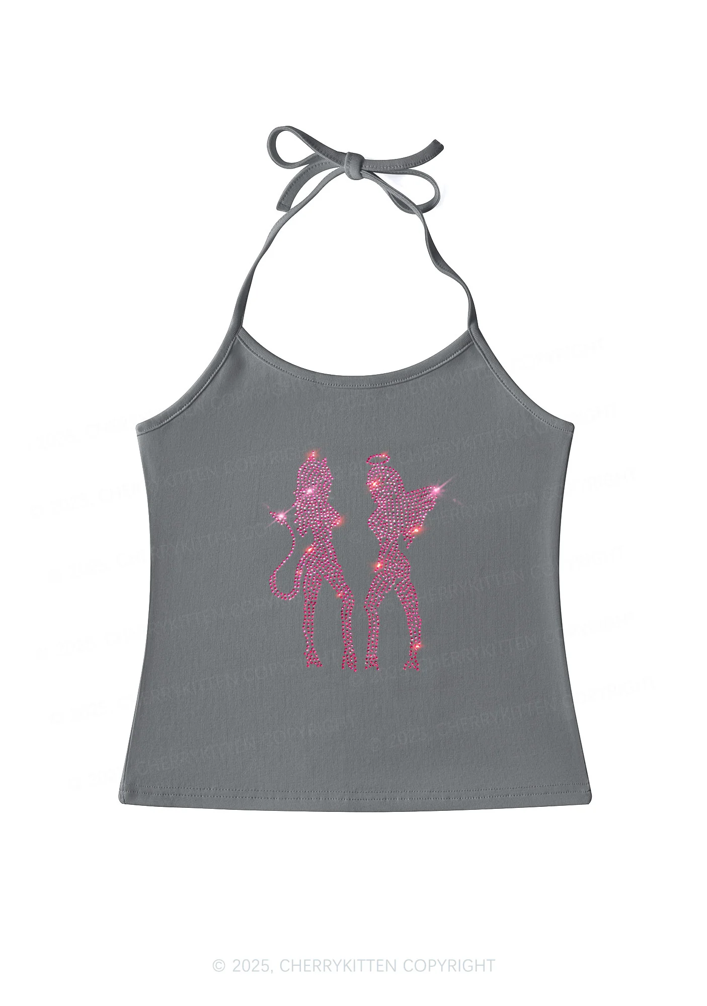 Rhinestone Dancing Girls Y2K Halter Neck Cami Cherrykitten - Image 2