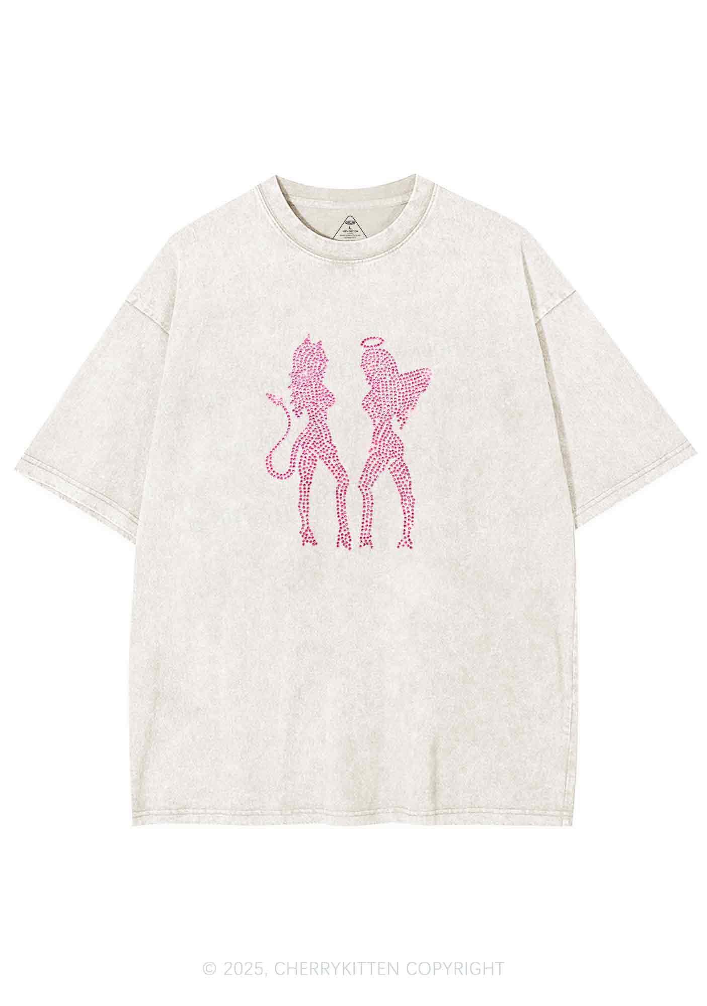 Rhinestone Dancing Girls Y2K Shirts Washed Tee Cherrykitten - Image 3