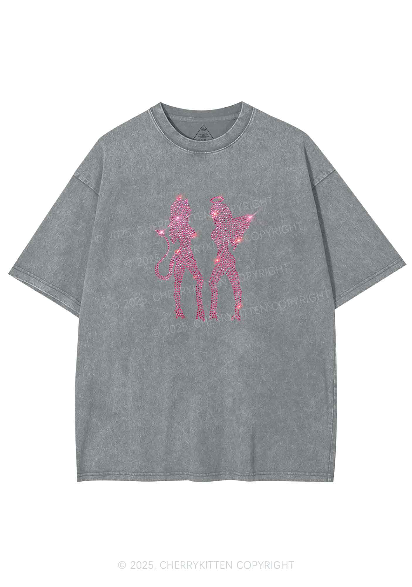 Rhinestone Dancing Girls Y2K Shirts Washed Tee Cherrykitten - Image 5
