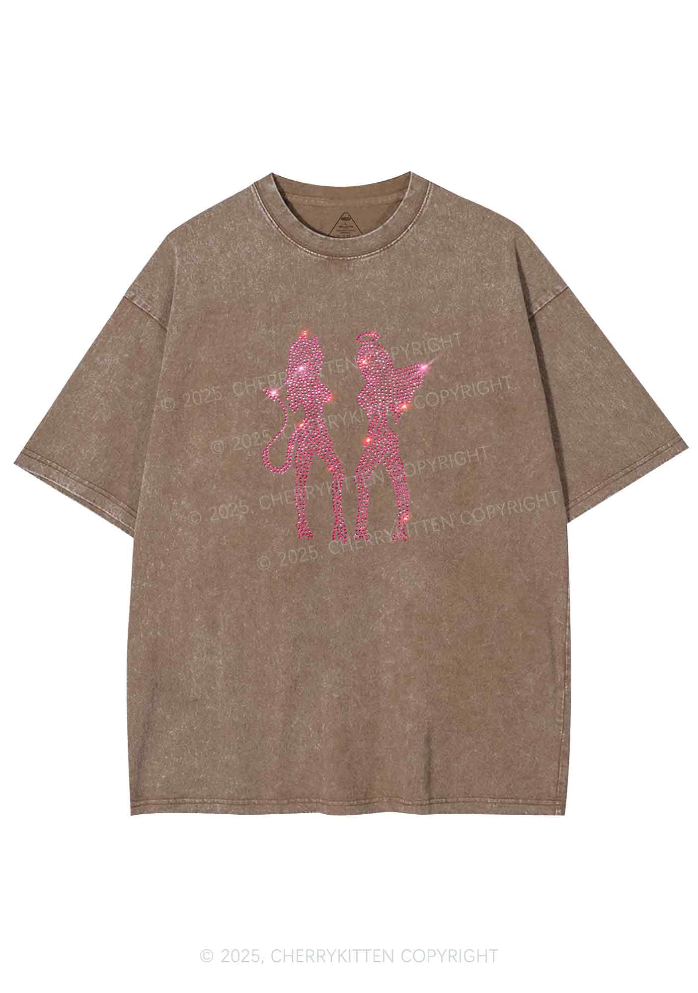 Rhinestone Dancing Girls Y2K Shirts Washed Tee Cherrykitten - Image 6