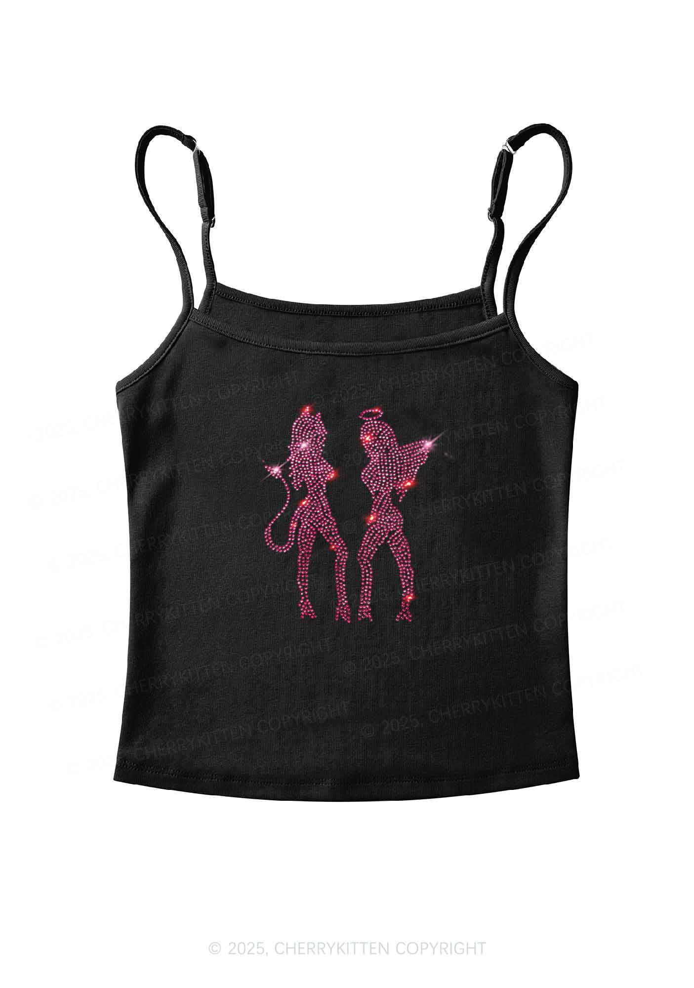 Rhinestone Dancing Girls Y2K Spaghetti Strap Cami Cherrykitten - Image 3