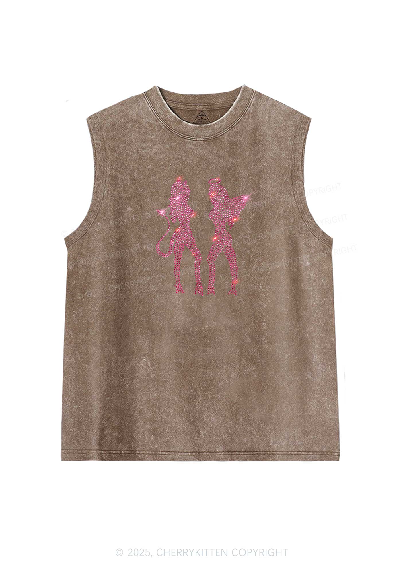 Rhinestone Dancing Girls Y2K Washed Muscle Tank Cherrykitten - Image 4