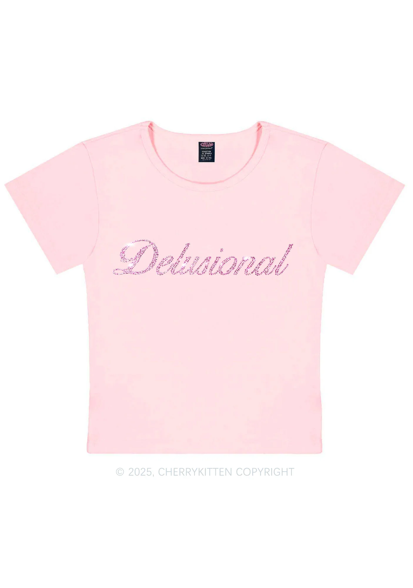 Rhinestone Delusional Y2K Baby Tee Cherrykitten - Image 10