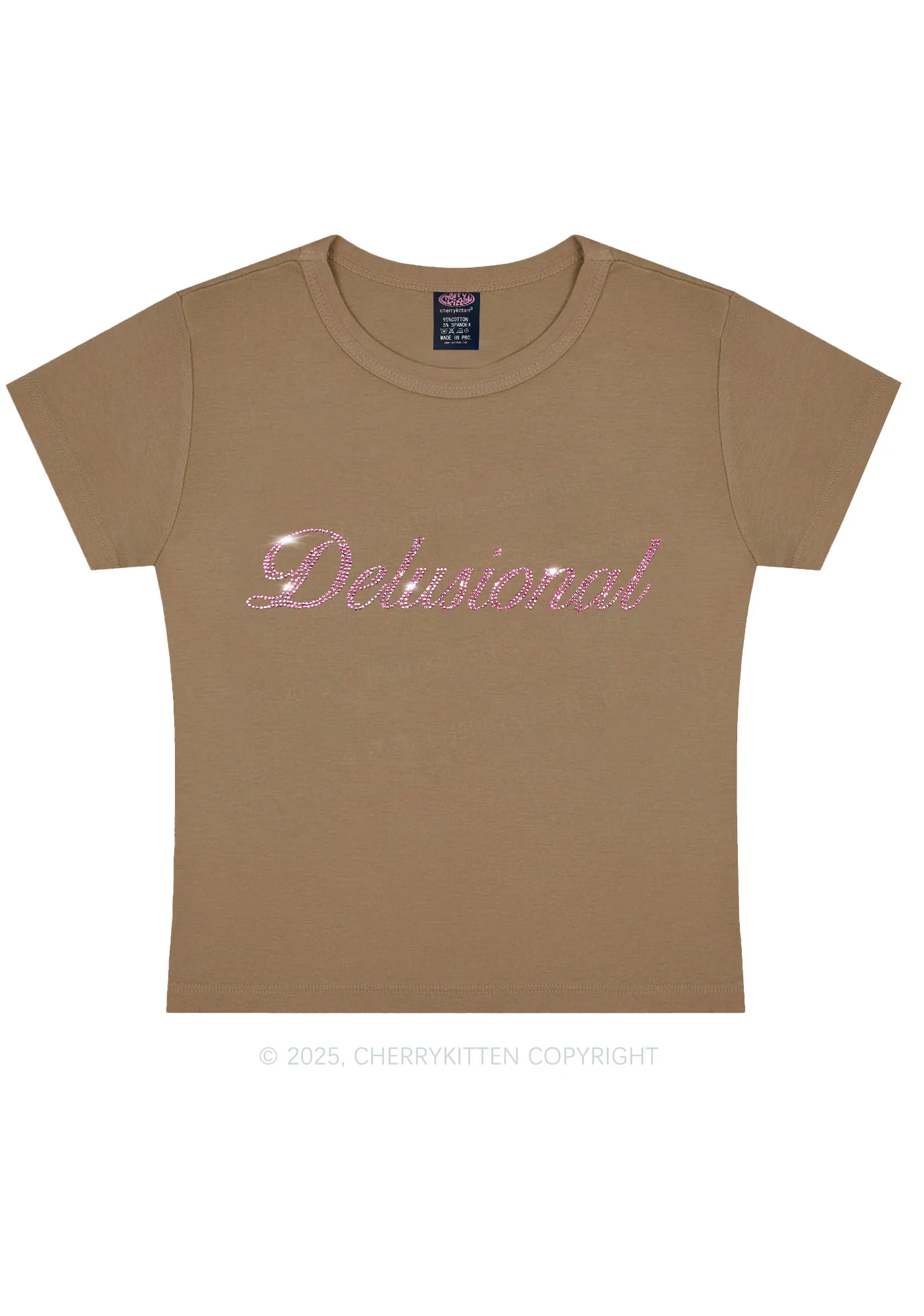 Rhinestone Delusional Y2K Baby Tee Cherrykitten - Image 12